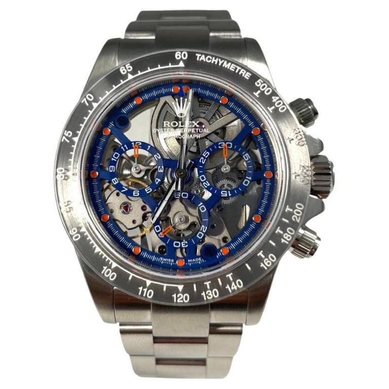 Mistillid George Hanbury Swipe Rolex Daytona Blue Skeleton 'Artisans De Geneve' 40MM Stainless Steel Watch  at 1stDibs | rolex skeleton watch, daytona skeleton, rolex skeleton watch  for sale