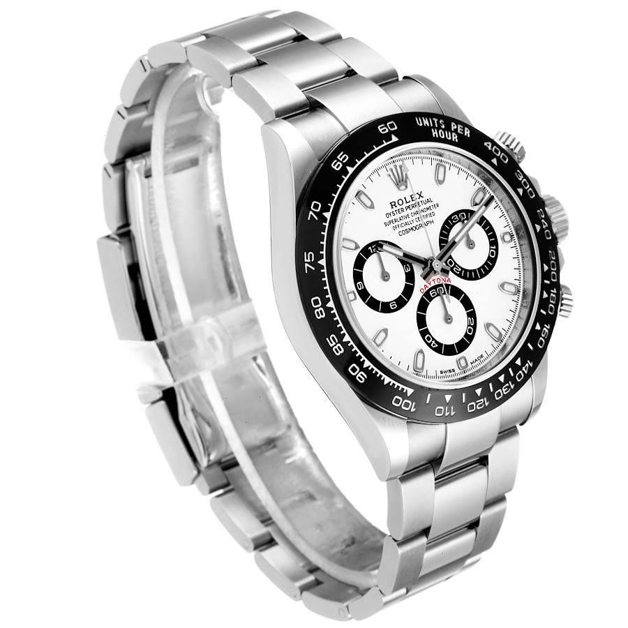 Rolex Daytona Ceramic Bezel White Dial Steel Mens Watch 116500 Box Card In Excellent Condition For Sale In Atlanta, GA