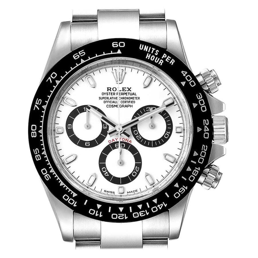 Rolex Daytona Ceramic Bezel White Dial Steel Mens Watch 116500 Box Card