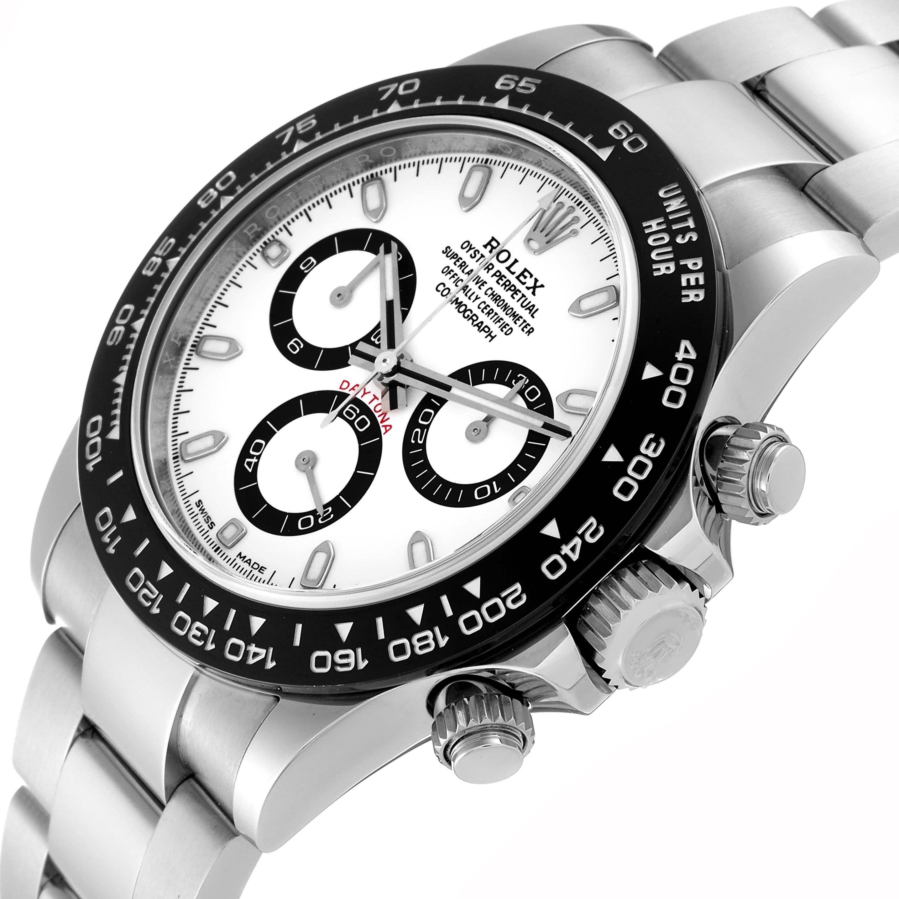 Men's Rolex Daytona Ceramic Bezel White Panda Dial Steel Mens Watch 116500 Box Card