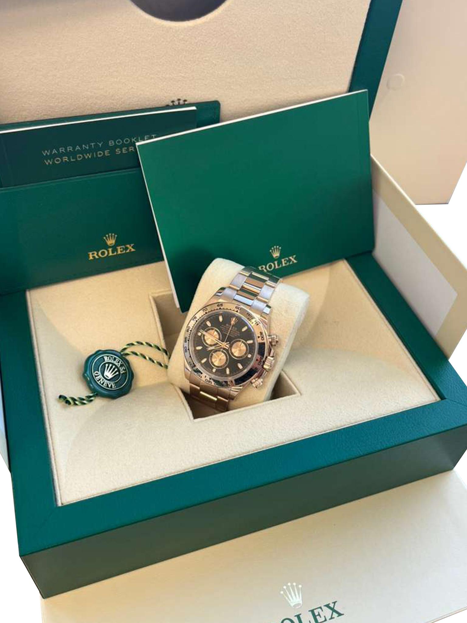 Rolex Daytona Chronograph 40mm Black Dial 18K Rose Gold Mens Watch 116505 en vente 7