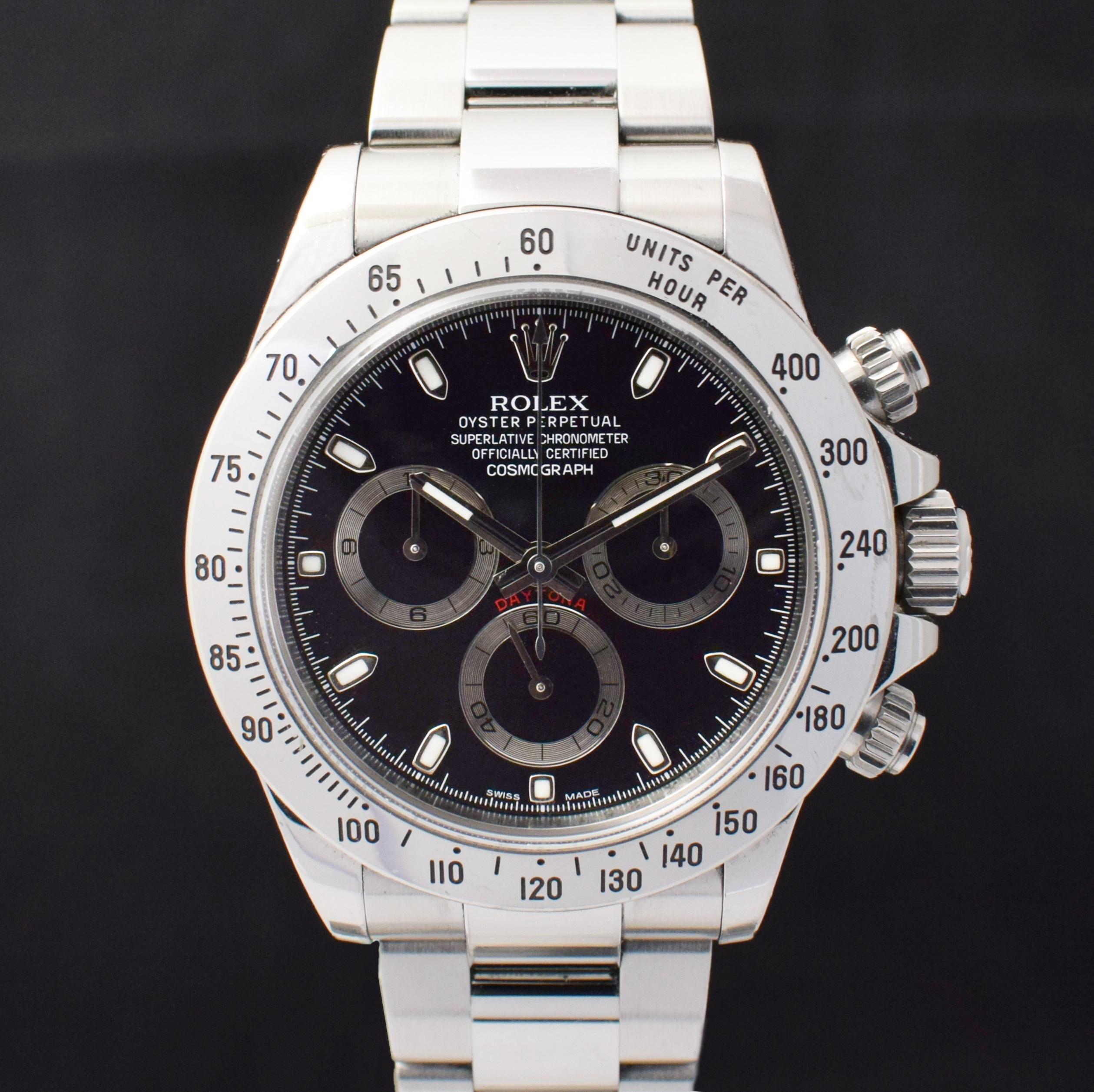 Rolex Daytona Chronograph Schwarzes APH Zifferblatt 116520 Stahluhrschachtel & Papier 2012 Herren