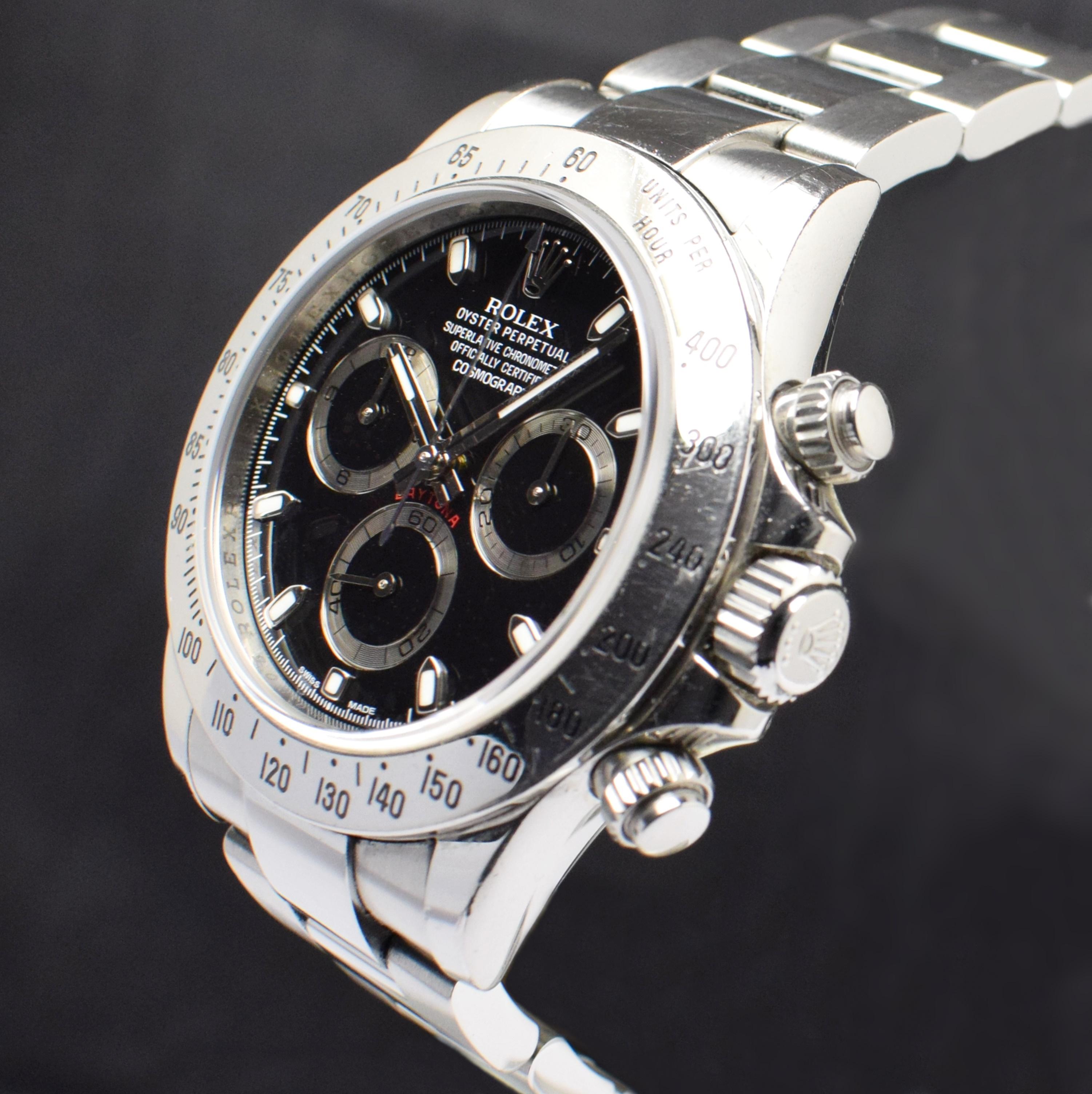 Rolex Daytona Chronograph Schwarzes APH Zifferblatt 116520 Stahluhrschachtel & Papier 2012 1