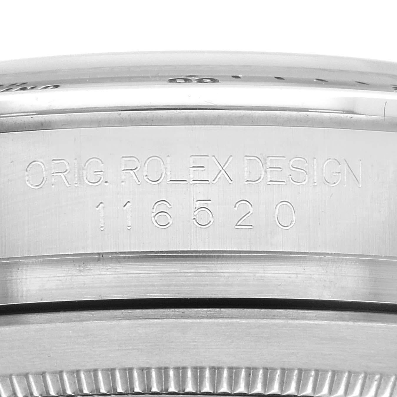 Rolex Daytona Chronograph Schwarzes Zifferblatt Stahl Herrenuhr 116520 Box Card im Zustand „Hervorragend“ im Angebot in Atlanta, GA