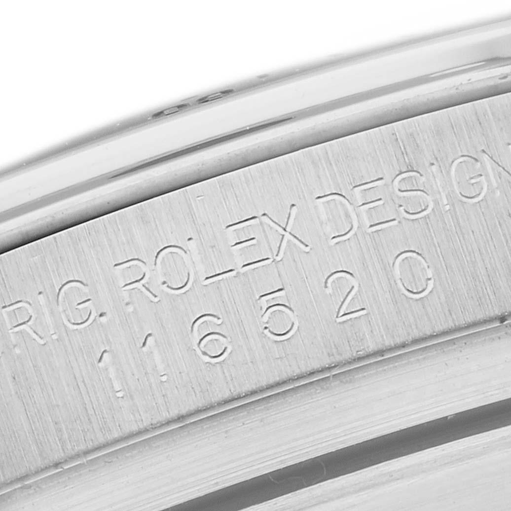 Rolex Daytona Chronograph Black Dial Steel Mens Watch 116520 Box Card Excellent état - En vente à Atlanta, GA
