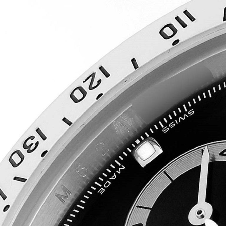 Rolex Daytona Chronograph Schwarzes Zifferblatt Stahl Herrenuhr 116520 Box Card im Angebot 1