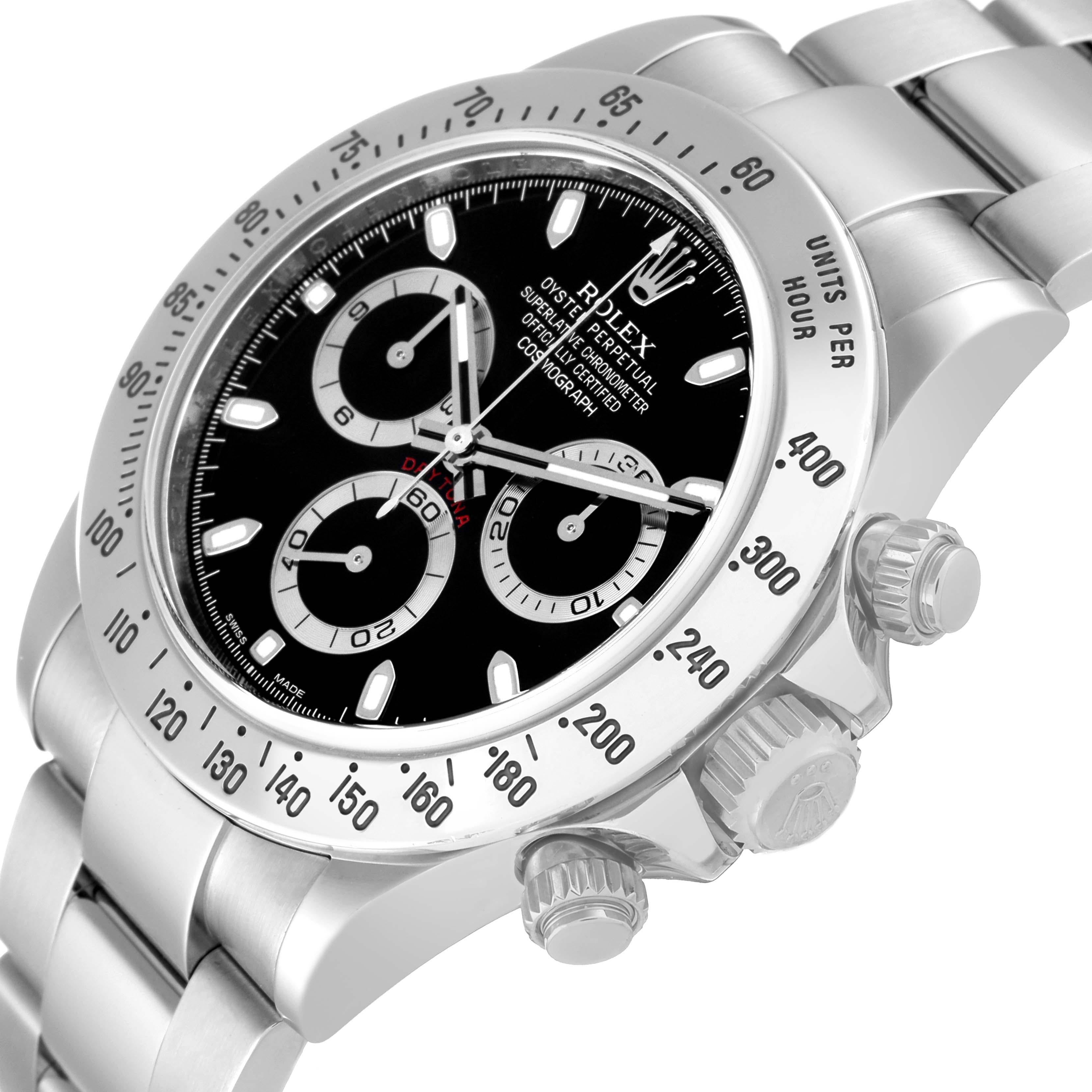 Rolex Daytona Chronograph Black Dial Steel Mens Watch 116520 Box Card 1