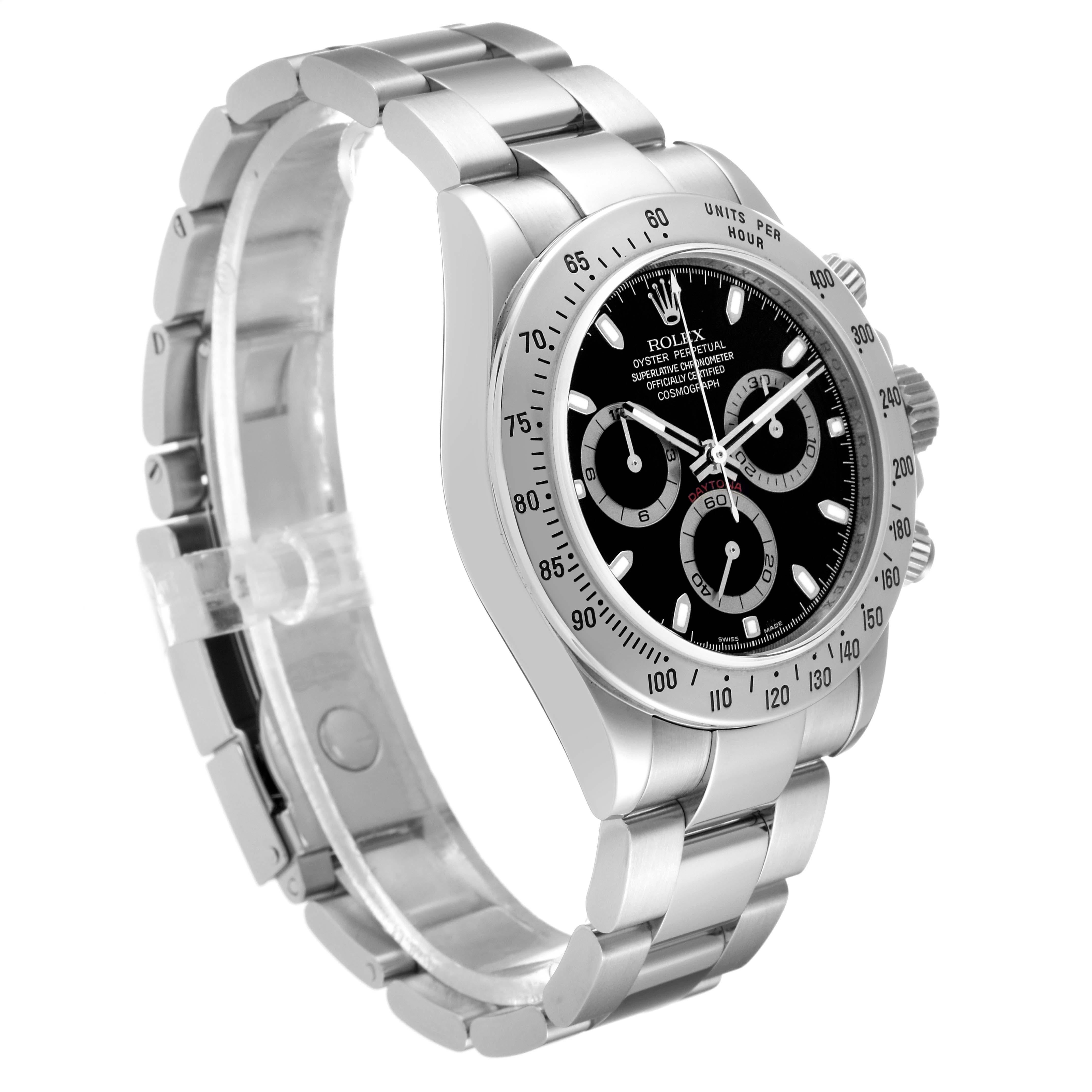 Rolex Daytona Chronograph Black Dial Steel Mens Watch 116520 Box Card For Sale 5