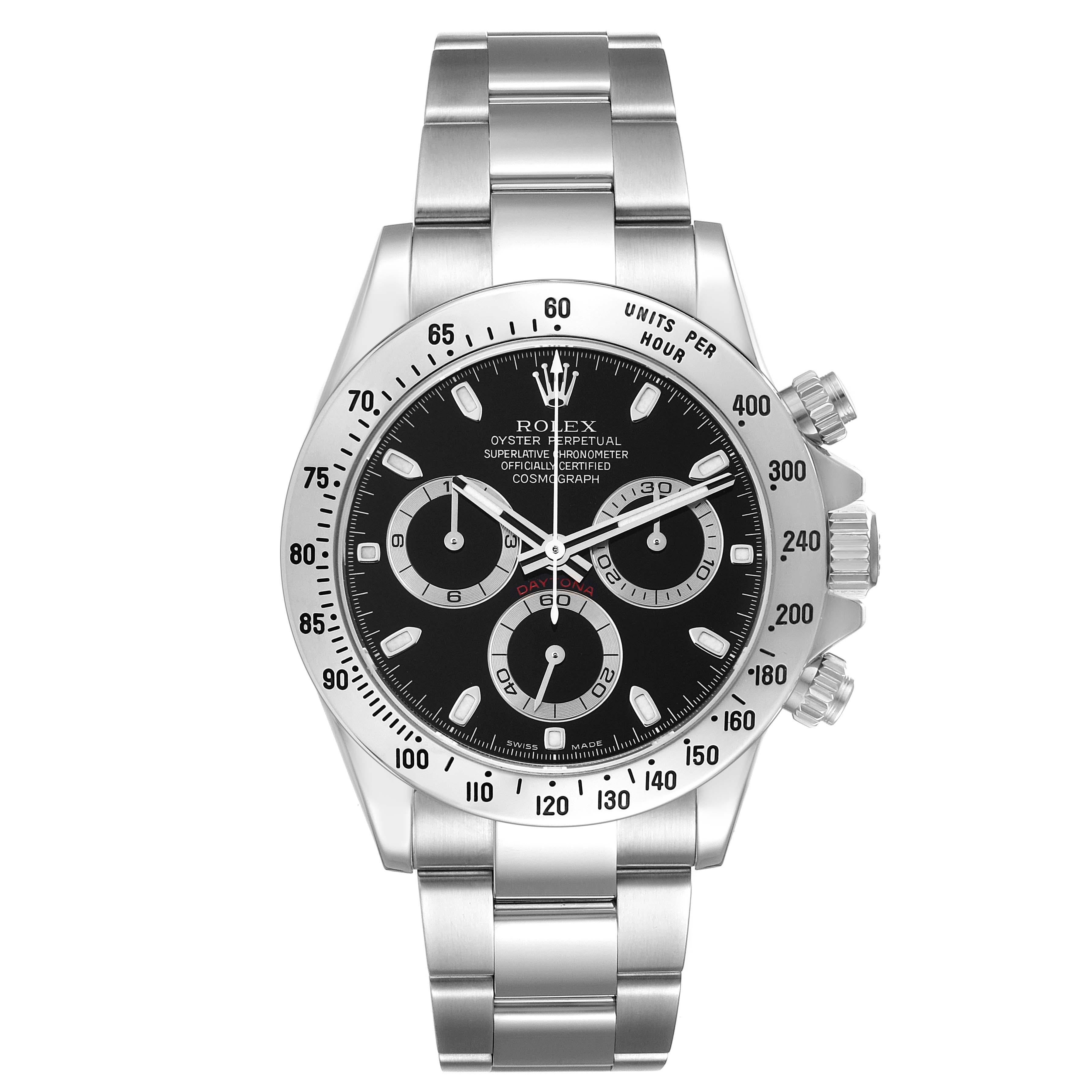 Rolex Daytona Chronograph Black Dial Steel Mens Watch 116520 1