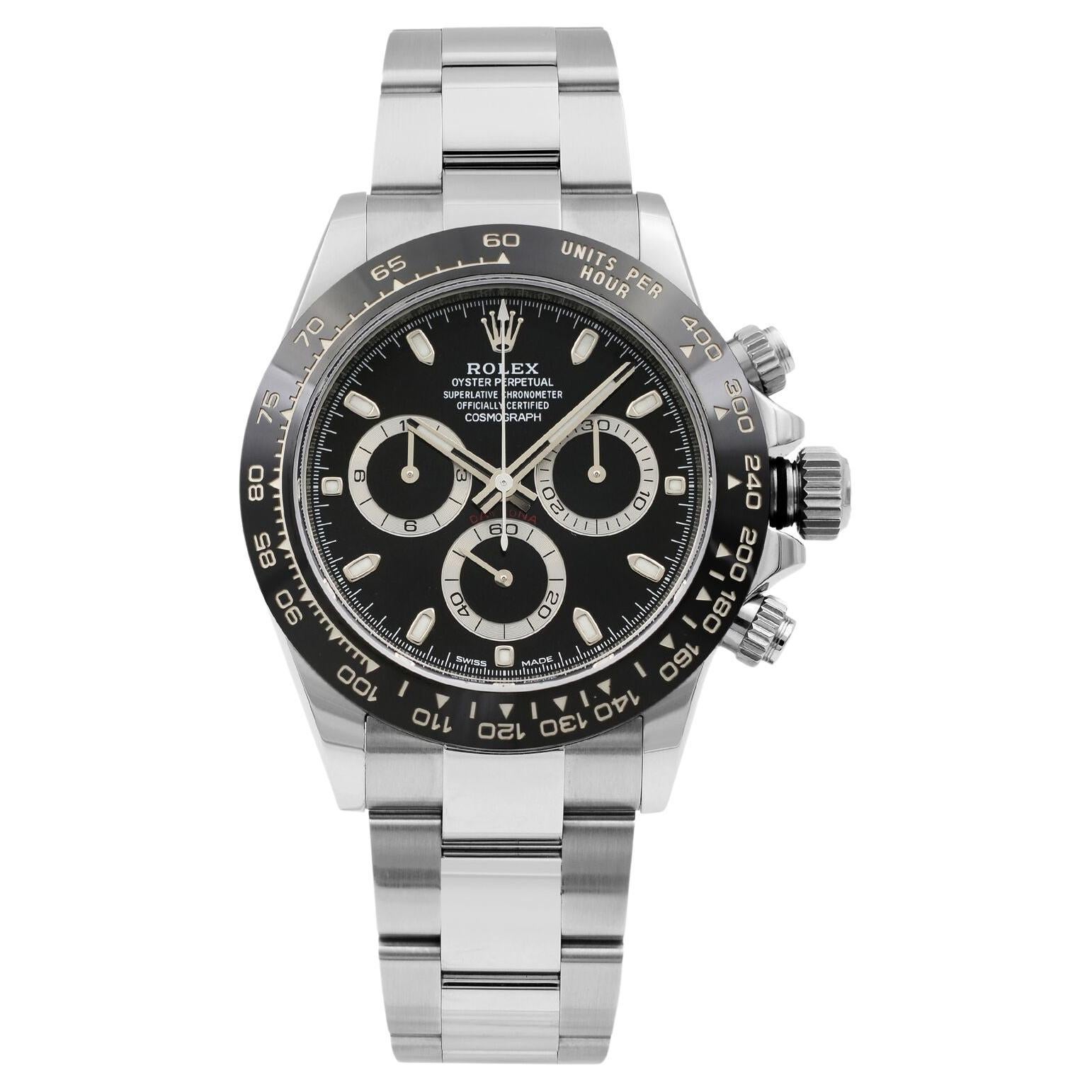 Rolex Montre chronographe Daytona automatique avec cadran en acier et céramique noire pour hommes 116500LN
