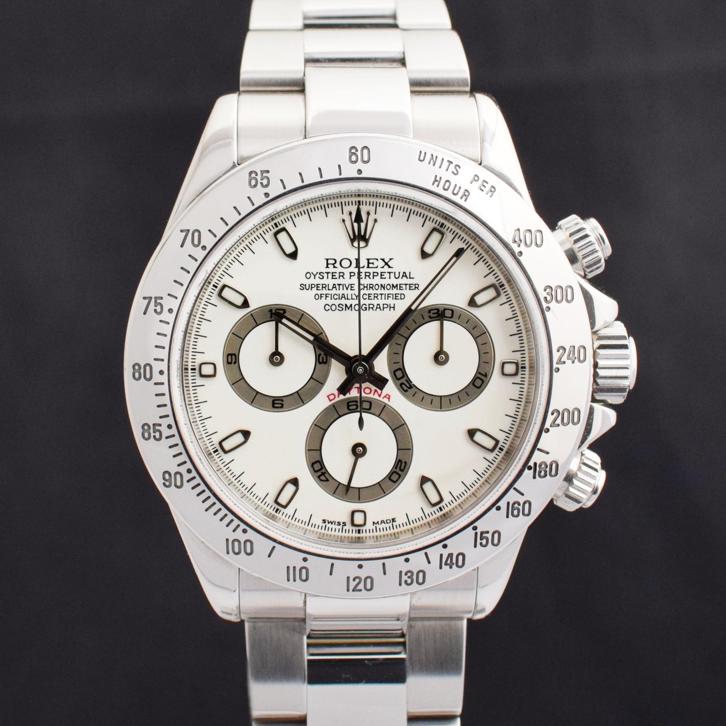 Rolex Daytona Chronograph White Ivory Creamy Dial 116520 Steel Watch 2001 Bon état - En vente à Central & Western District, HK
