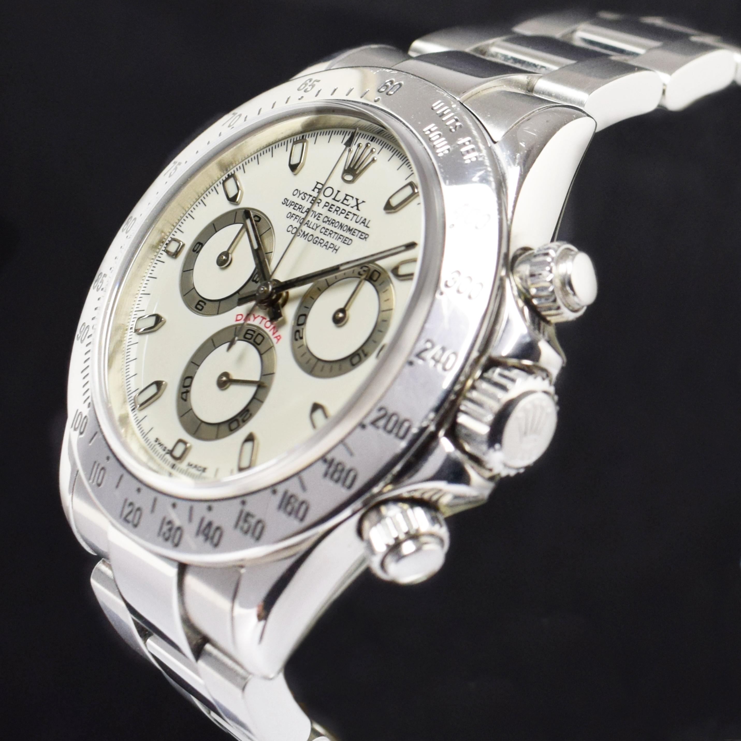 Rolex Daytona Chronograph White Ivory Creamy Dial 116520 Steel Watch 2001 Pour hommes en vente