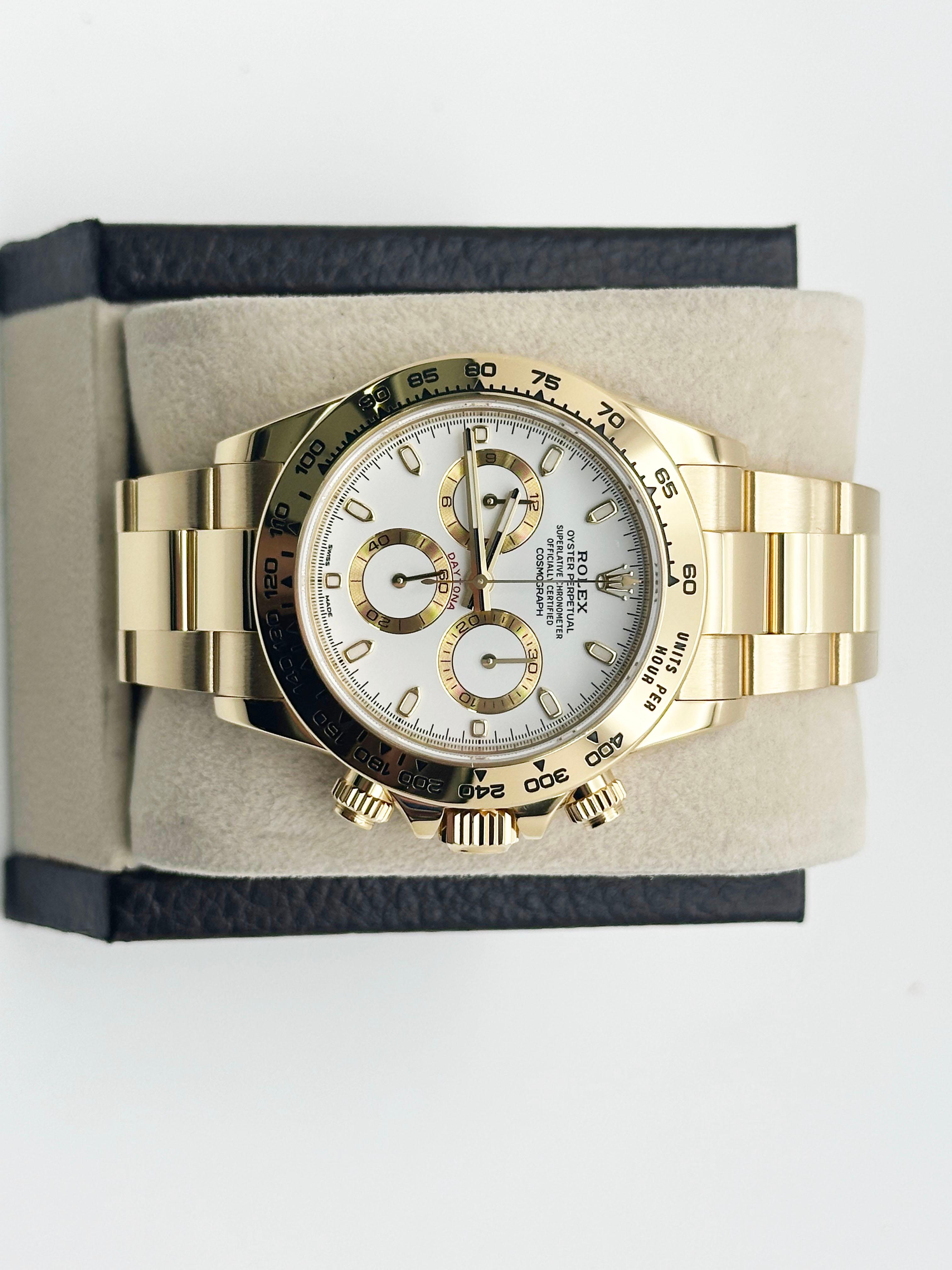 Style Number: 116508



Serial: 5Q960***



Year: 2019

 

Model: Rolex Daytona Cosmograph 

 

Case Material: 18K Yellow Gold 

 

Band: 18K Yellow Gold 

  

Bezel: 18K Yellow Gold 

  

Dial: White Dial 

 

Face: Sapphire Crystal 

 

Case Size: