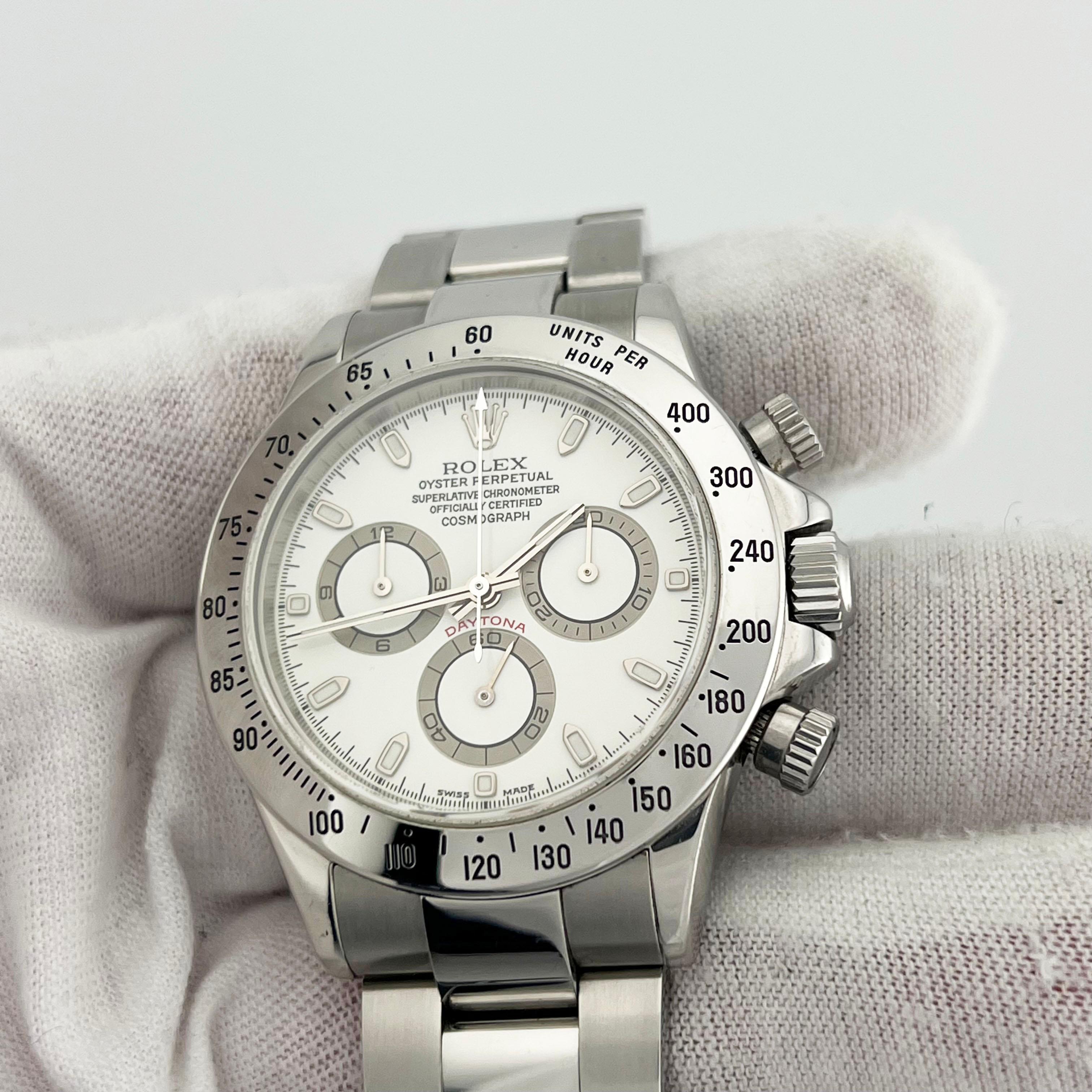 Men's Rolex Daytona Cosmograph 116520 White PANNA DIAL Stainless Steel 40mm UNPOLISHED