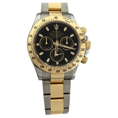 Rolex Daytona Cosmograph 116523 40mm Black Dial 18k Yellow Gold Steel Box
