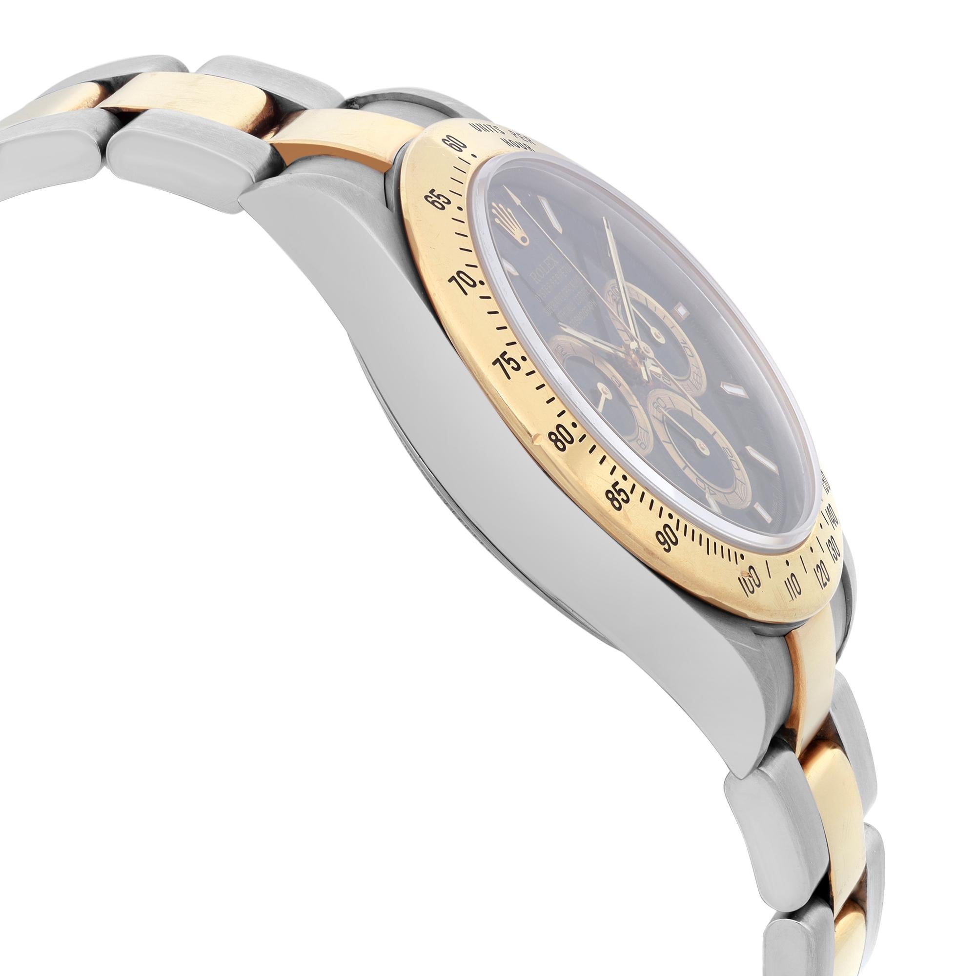 Rolex Daytona Cosmograph 18K Oro Acciaio Quadrante Nero Orologio Automatico Uomo 16523 in vendita 1