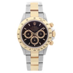 Rolex Daytona Cosmograph 18K Gold Steel Black Dial Automatic Mens Watch 16523