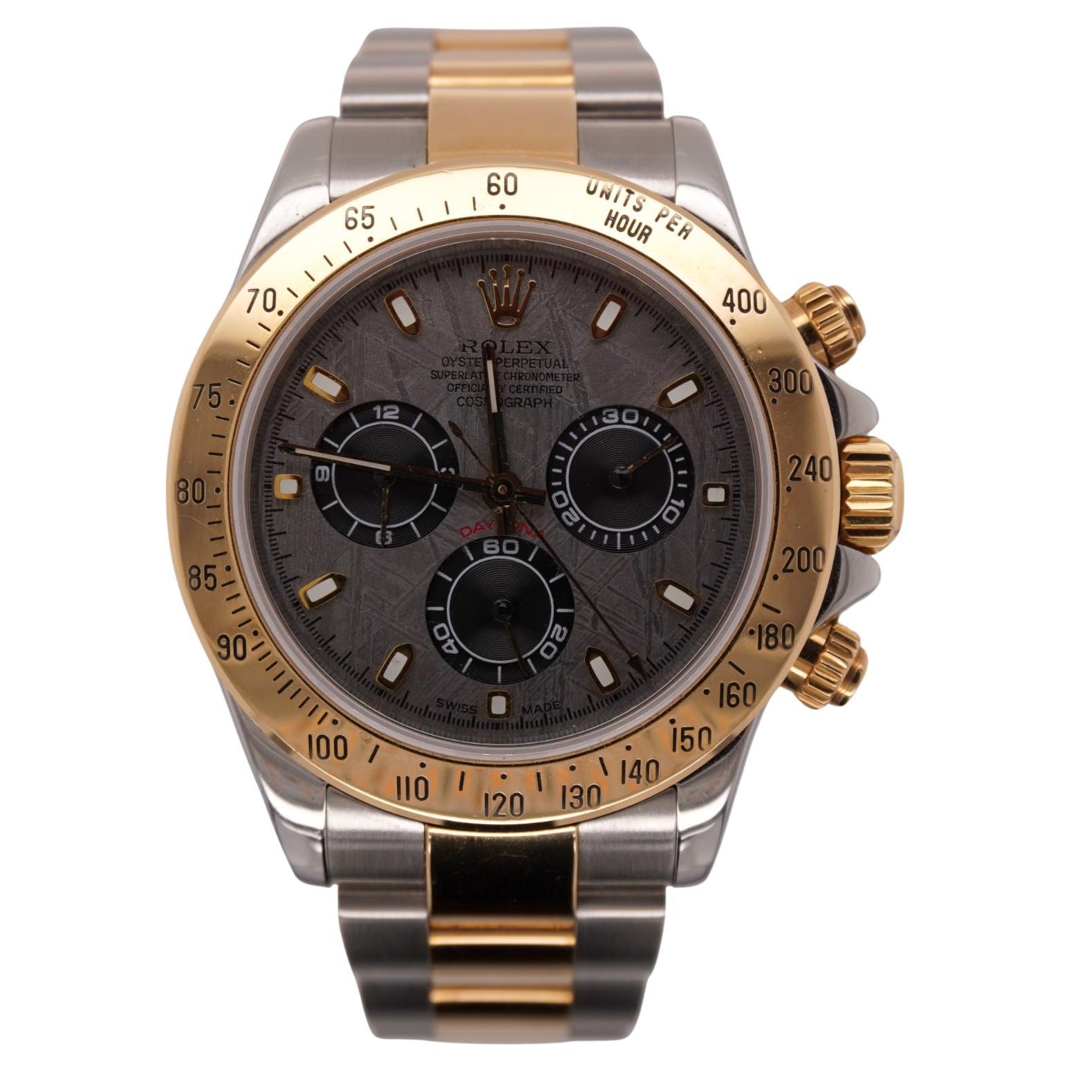 Rolex Daytona Cosmograph 40mm 18k/Steel Men's Oyster METEORITE Dial Watch 116523 For Sale