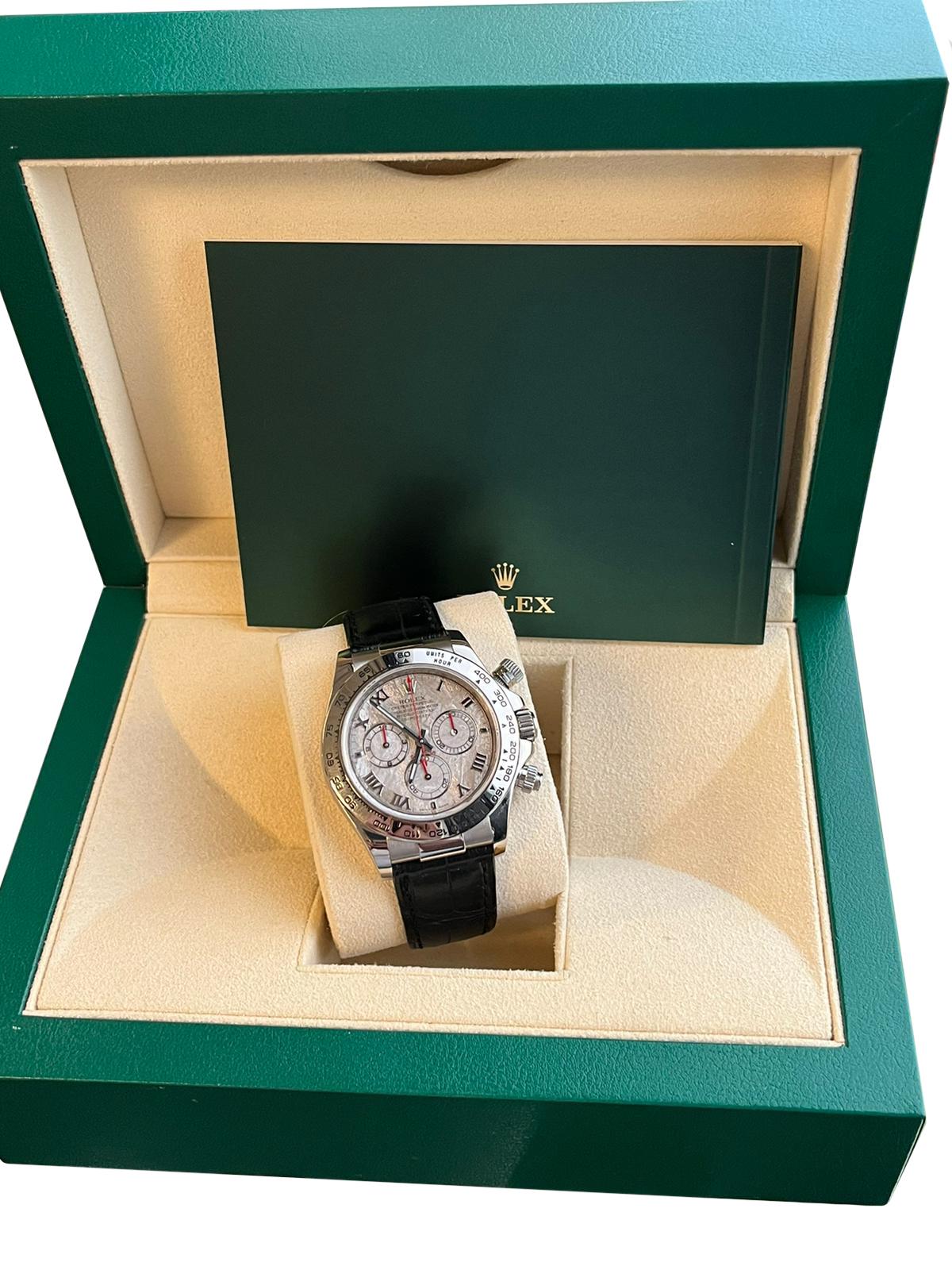 Rolex Daytona Cosmograph 18k Weißgold Meteorit Zifferblatt Herrenuhr 116519 8