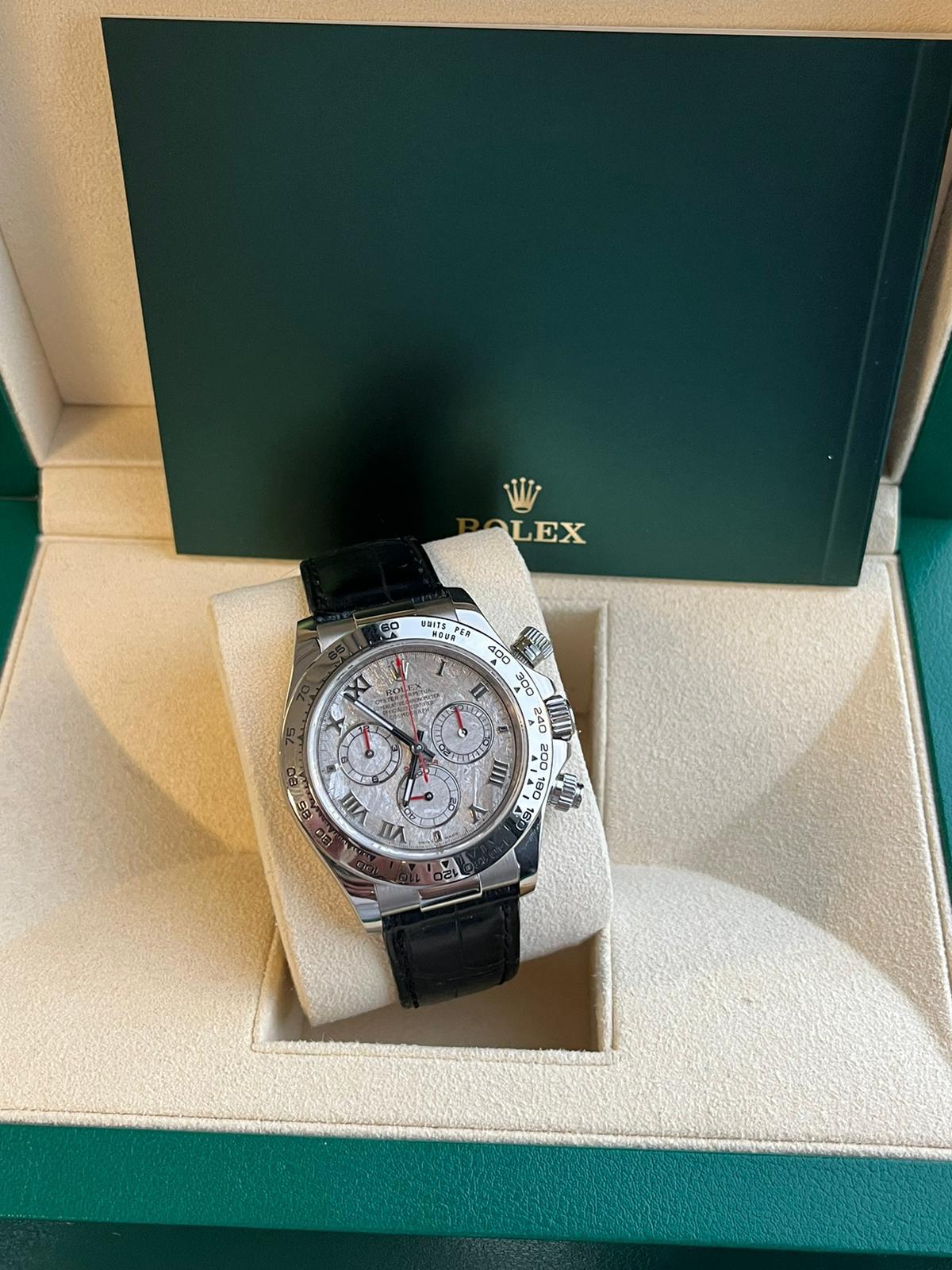 Rolex Daytona Cosmograph 18k Weißgold Meteorit Zifferblatt Herrenuhr 116519 9