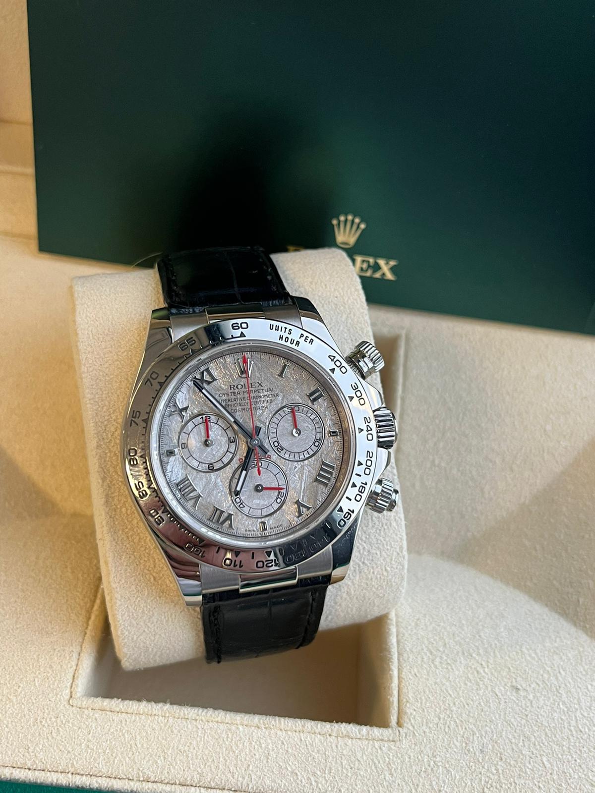 Rolex Daytona Cosmograph 18k Weißgold Meteorit Zifferblatt Herrenuhr 116519 10
