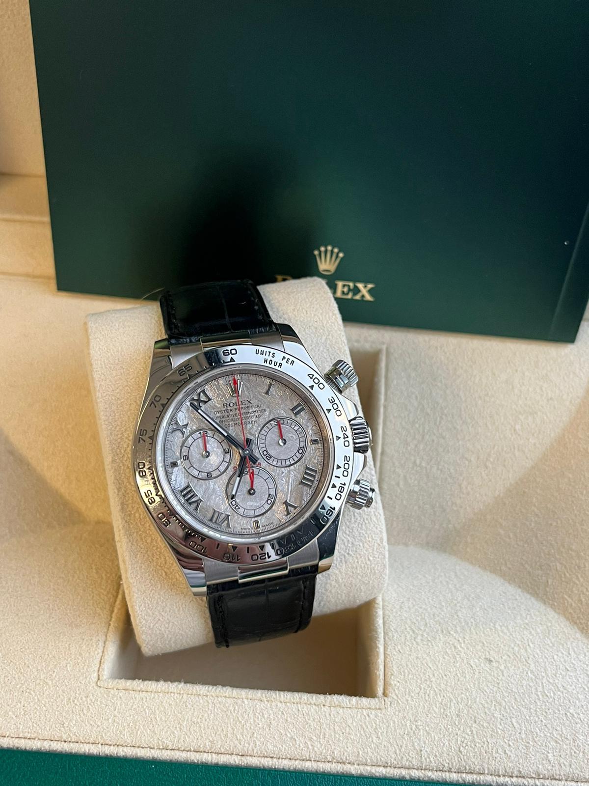 Rolex Daytona Cosmograph 18k Weißgold Meteorit Zifferblatt Herrenuhr 116519 11