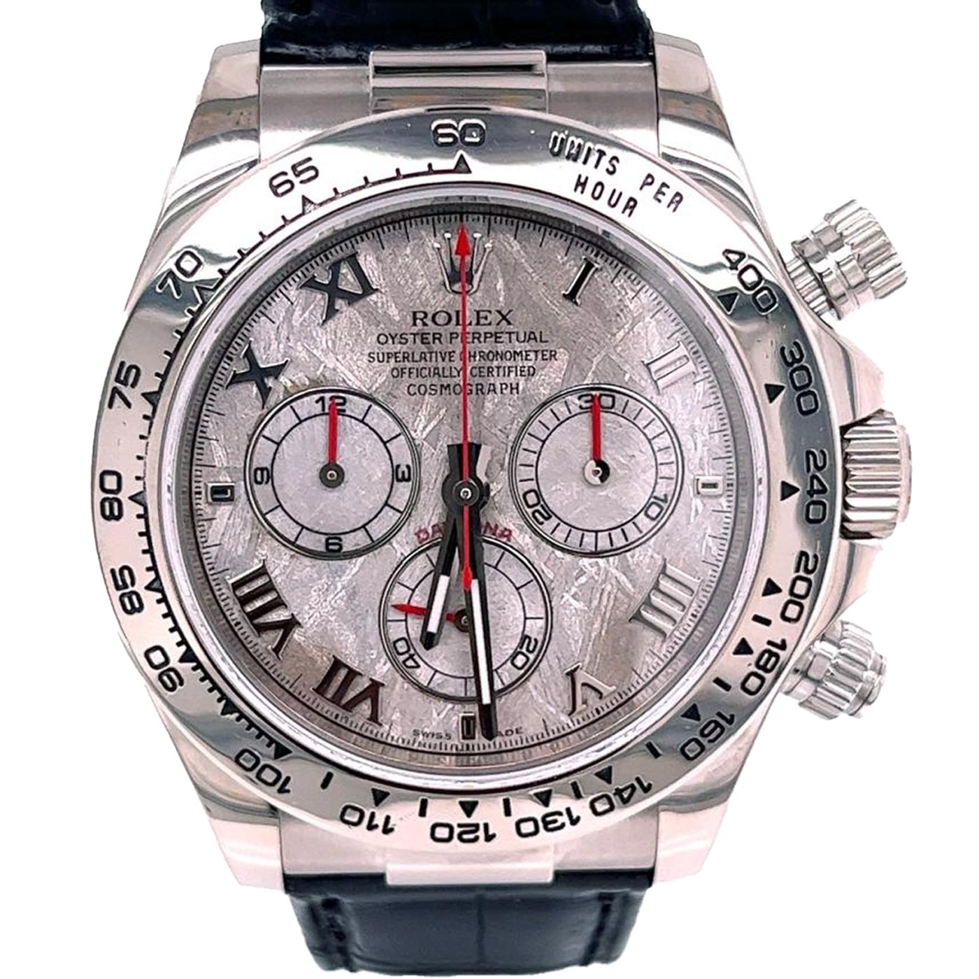 Rolex Daytona Cosmograph 18k Weißgold Meteorit Zifferblatt Herrenuhr 116519 im Zustand „Hervorragend“ in Aventura, FL