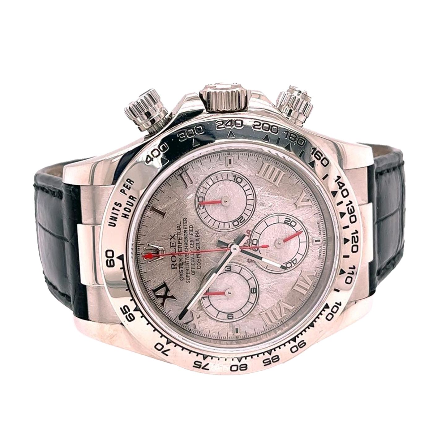 Rolex Daytona Cosmograph 18k Weißgold Meteorit Zifferblatt Herrenuhr 116519 für Damen oder Herren