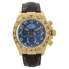 Used Rolex Daytona Cosmograph 40mm 18k Yellow Gold Blue Arabic Dial Mens Watch 116518