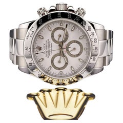 Used Rolex Daytona Cosmograph 40mm Men's Oyster White Dial Chrono Steel Watch 116520