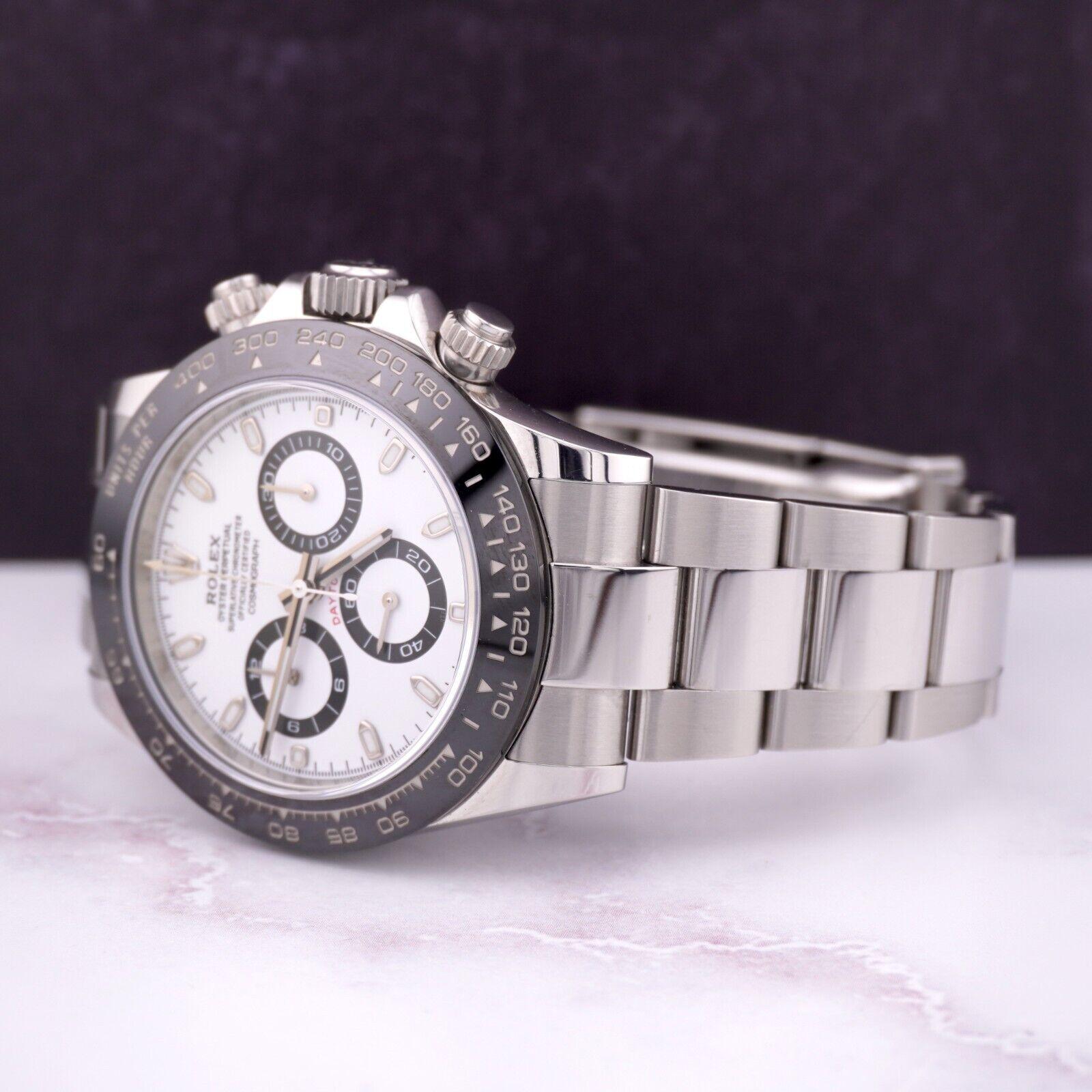 Rolex Daytona Cosmograph 40mm Panda Men Oyster White Dial Chrono Watch 116500LN In Excellent Condition For Sale In Pleasanton, CA