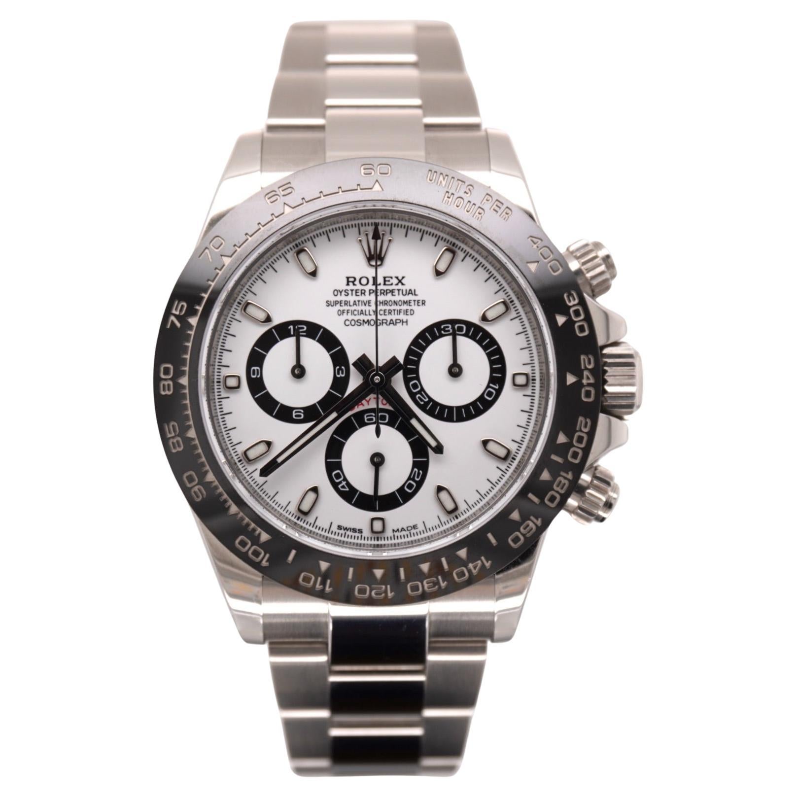 Rolex Daytona Cosmograph 40mm Panda Men Oyster White Dial Chrono Watch 116500LN For Sale