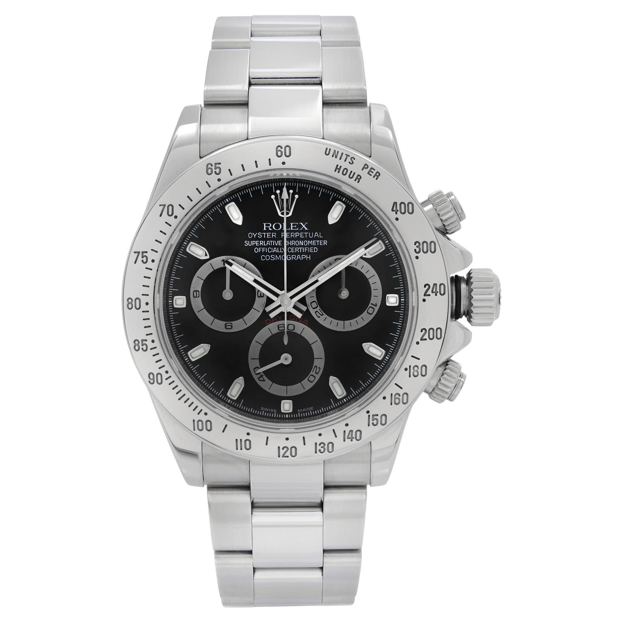 Rolex Daytona Cosmograph Steel Black Index Dial Automatic Mens Watch 116520