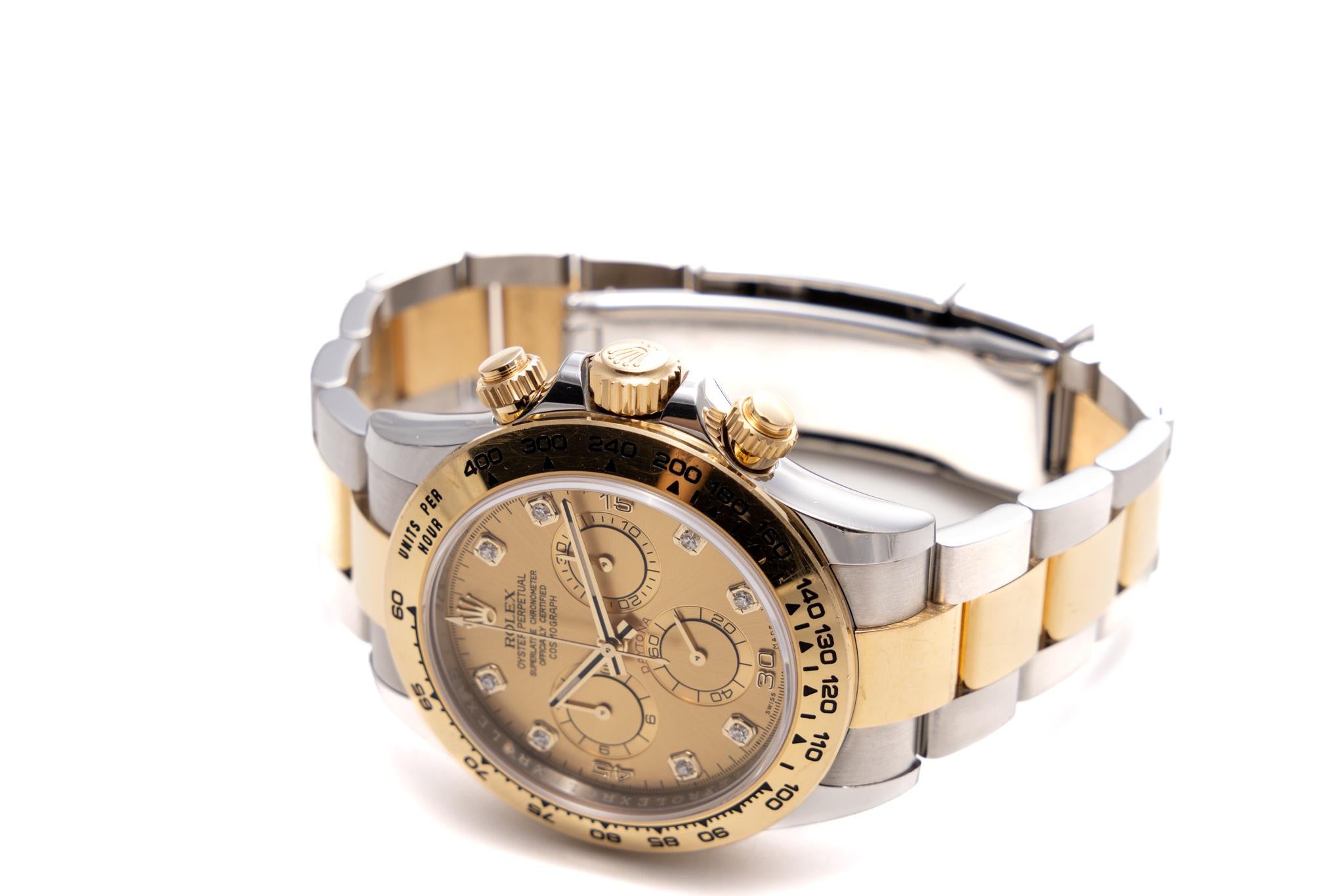 Rolex Daytona Cosmograph 40mm Two Tone Champagne Diamond Dial Ref: 116503 In Excellent Condition In București, București