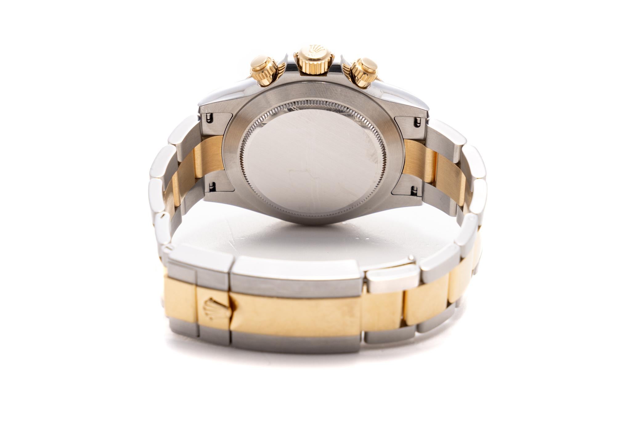 Women's or Men's Rolex Daytona Cosmograph 40mm Two Tone Champagne Diamond Dial Ref: 116503
