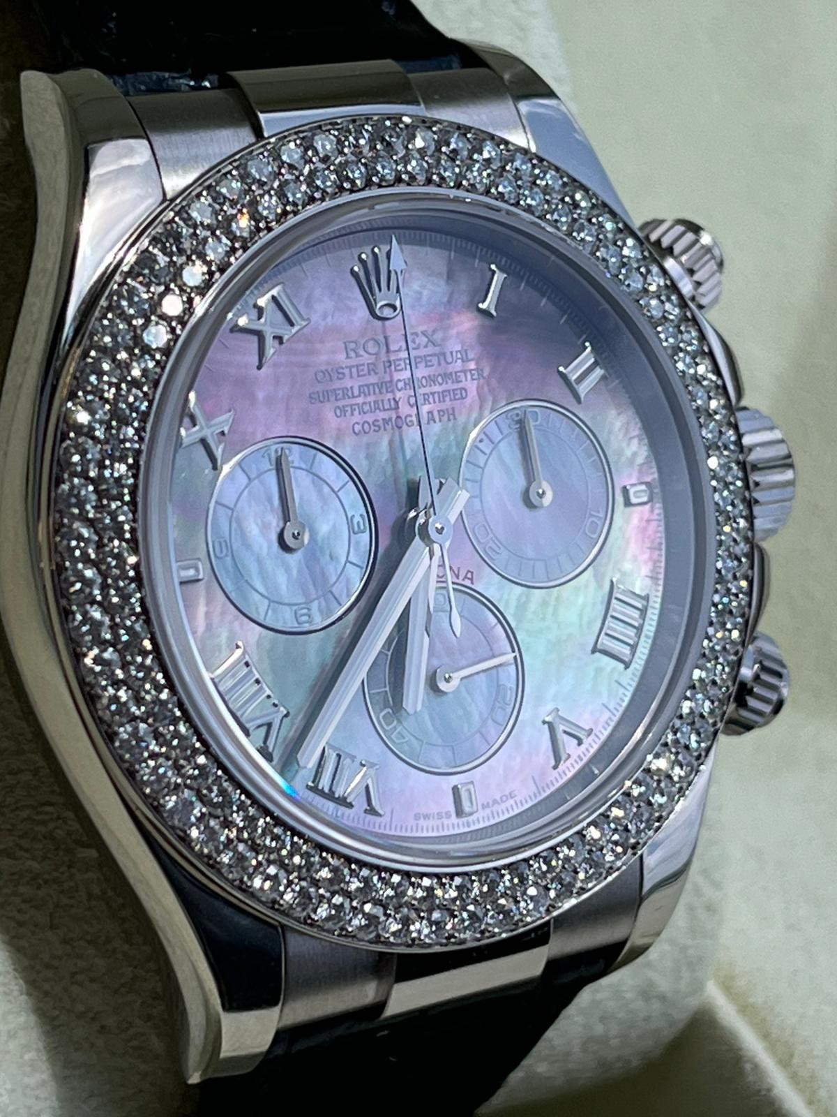 Rolex Daytona Cosmograph White Gold MOP Diamond Bezel Watch 116589RBR For Sale 6