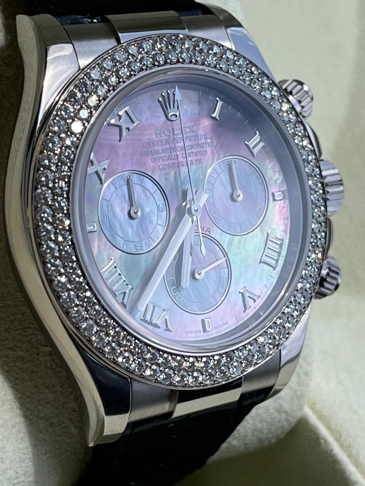 Rolex Daytona Cosmograph White Gold MOP Diamond Bezel Watch 116589RBR For Sale 7