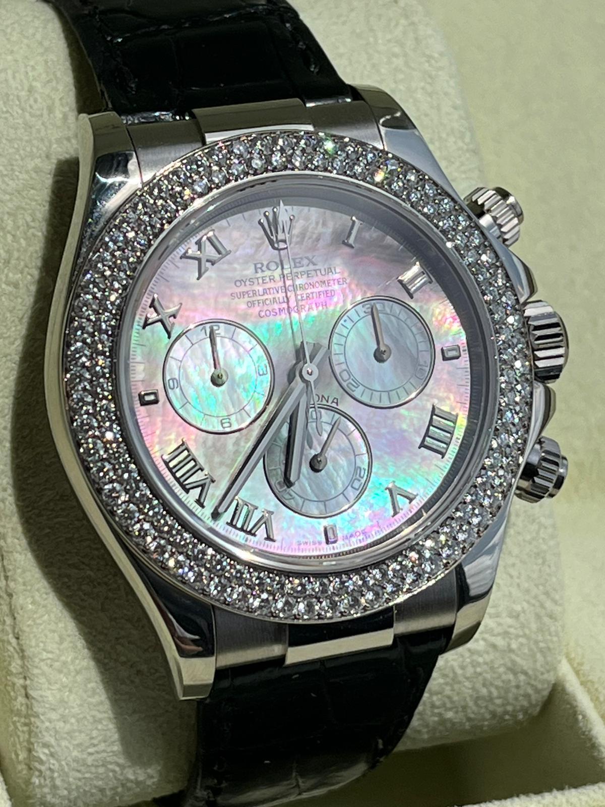Rolex Daytona Cosmograph White Gold MOP Diamond Bezel Watch 116589RBR For Sale 8
