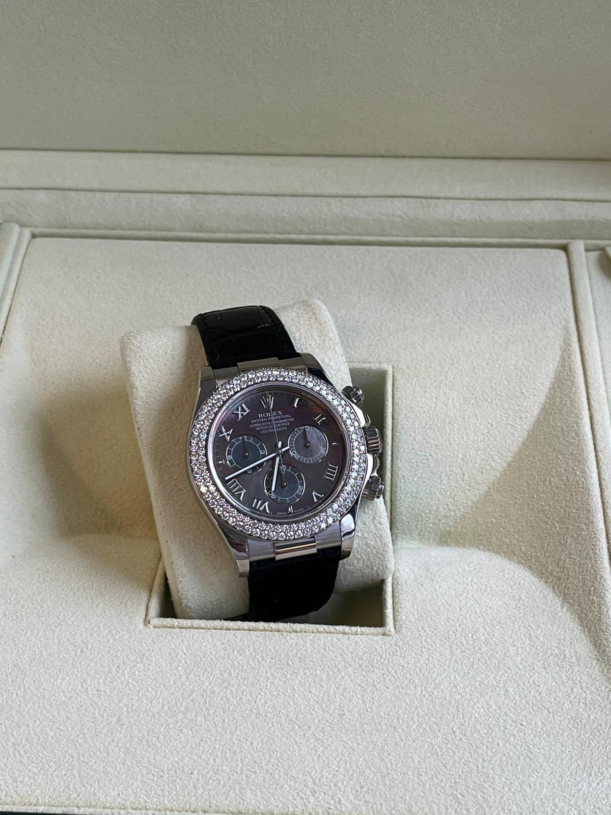 Rolex Daytona Cosmograph White Gold MOP Diamond Bezel Watch 116589RBR For Sale 10
