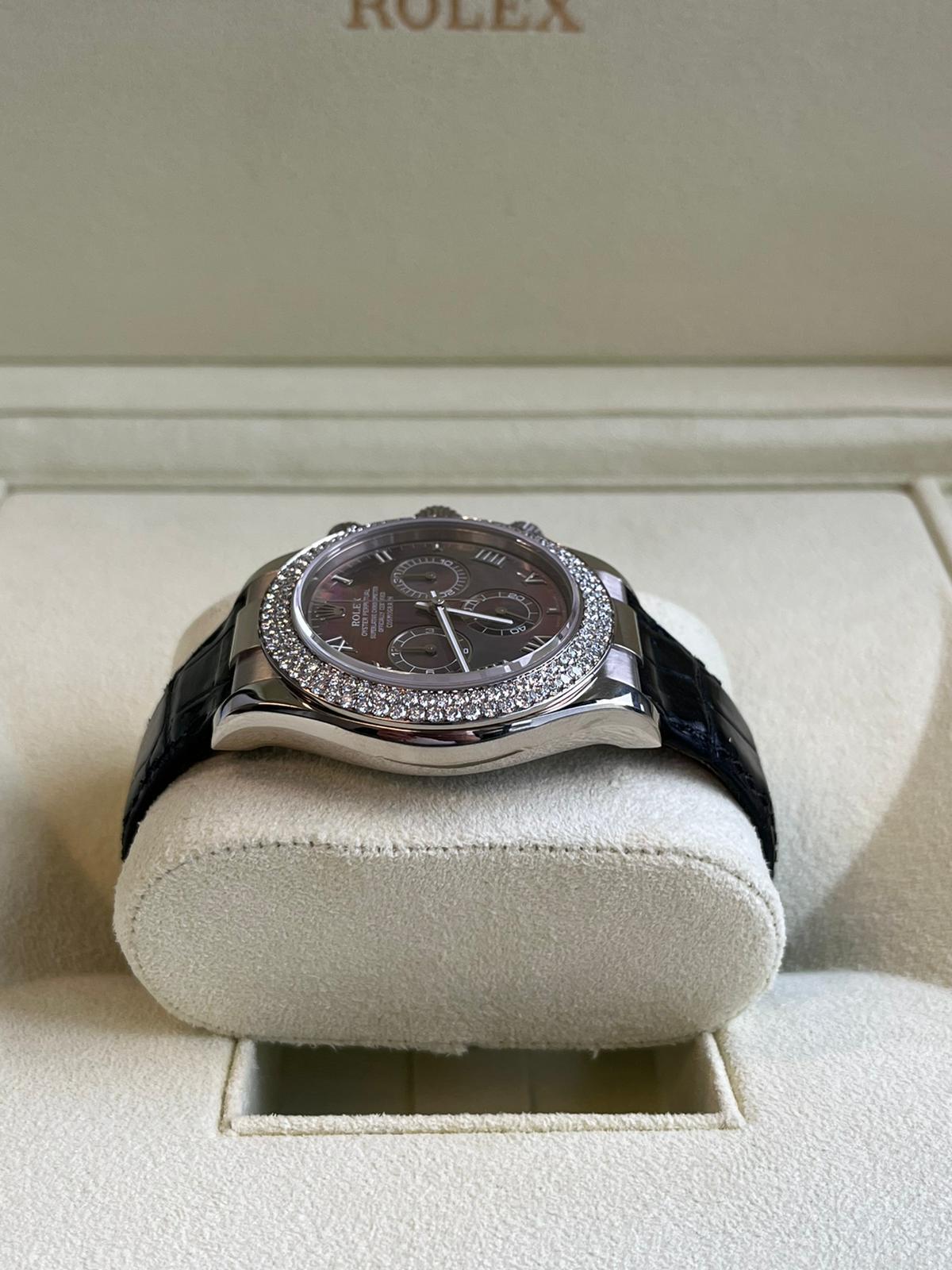 Rolex Daytona Cosmograph White Gold MOP Diamond Bezel Watch 116589RBR For Sale 11