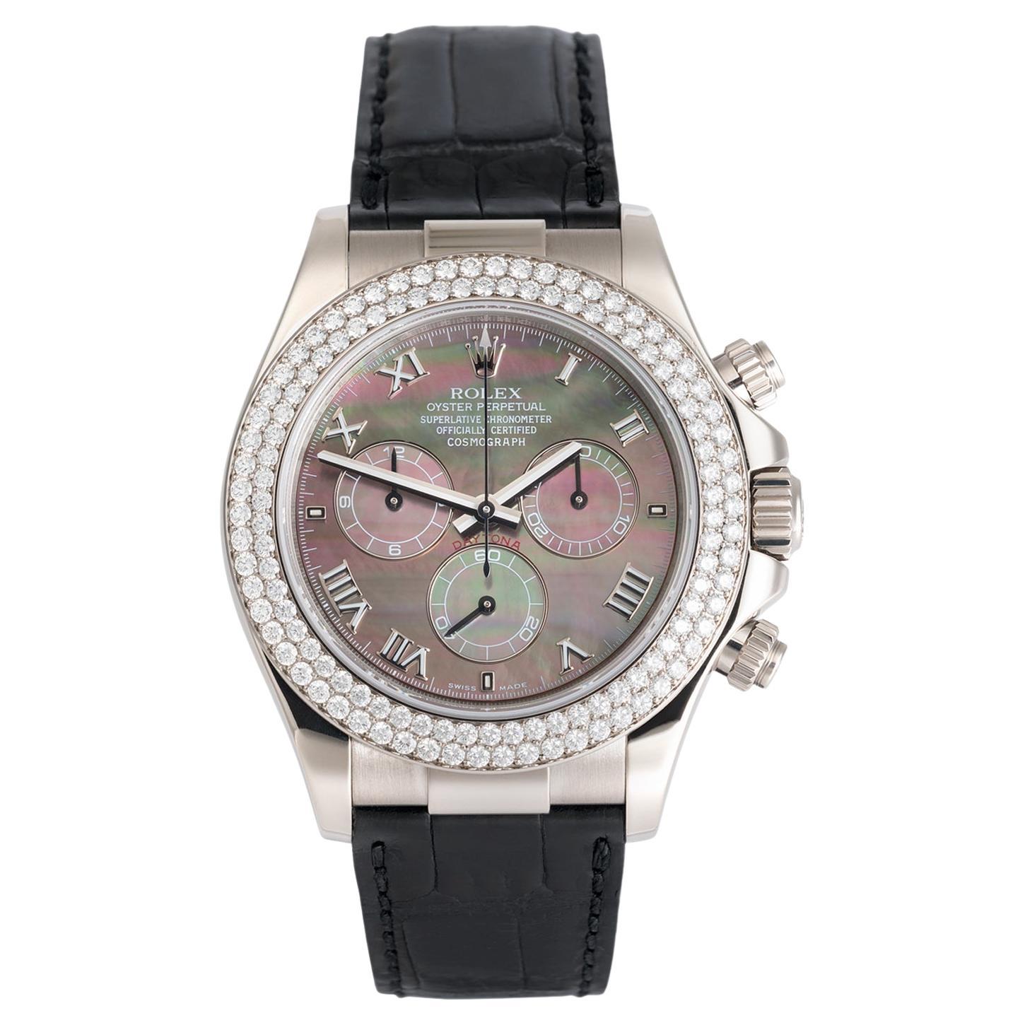 Rolex Montre Cosmograph Daytona en or blanc avec lunette en diamants MOP 116589RBR