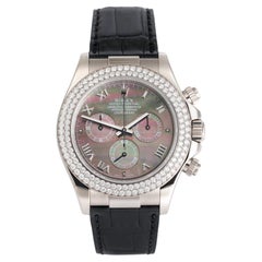 Rolex Daytona Cosmograph White Gold MOP Diamond Bezel Watch 116589RBR