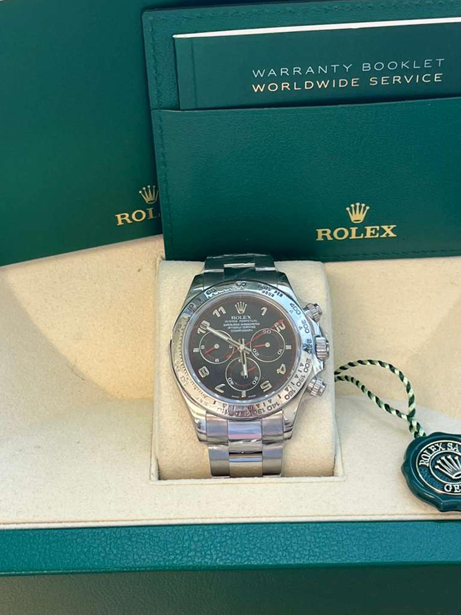 Rolex Daytona Cosmograph Black Racing Dial White Gold Mens Watch 116509 For Sale 4