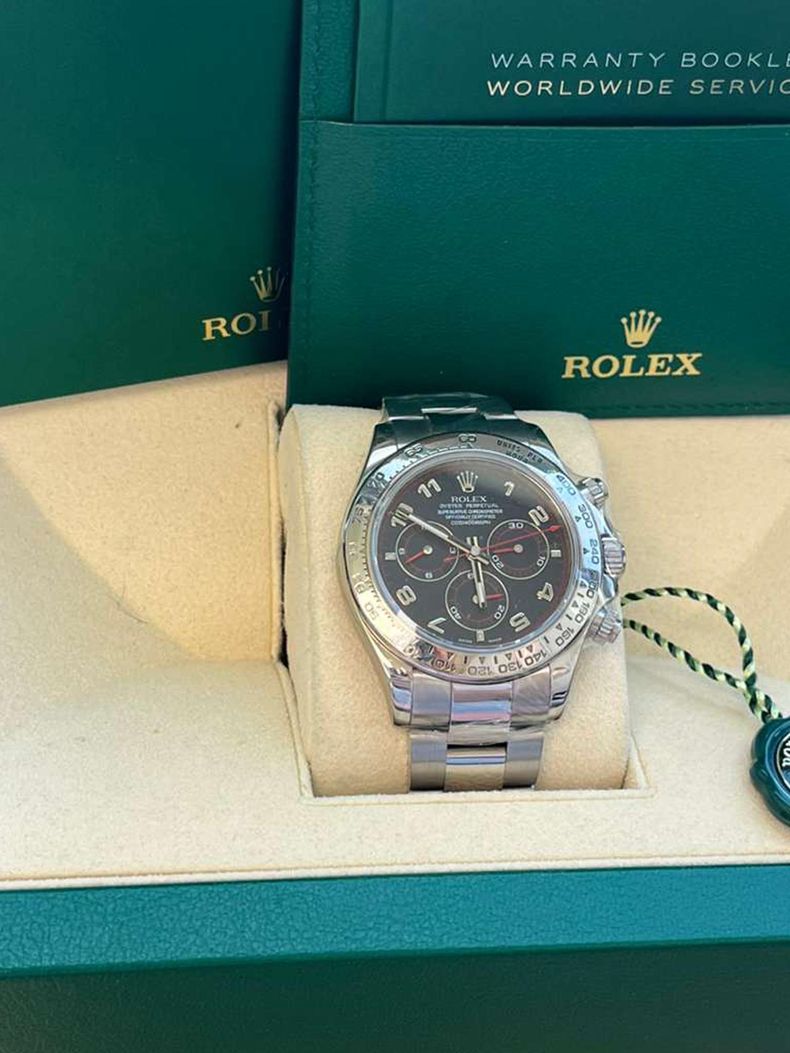 Rolex Daytona Cosmograph Black Racing Dial White Gold Mens Watch 116509 For Sale 5