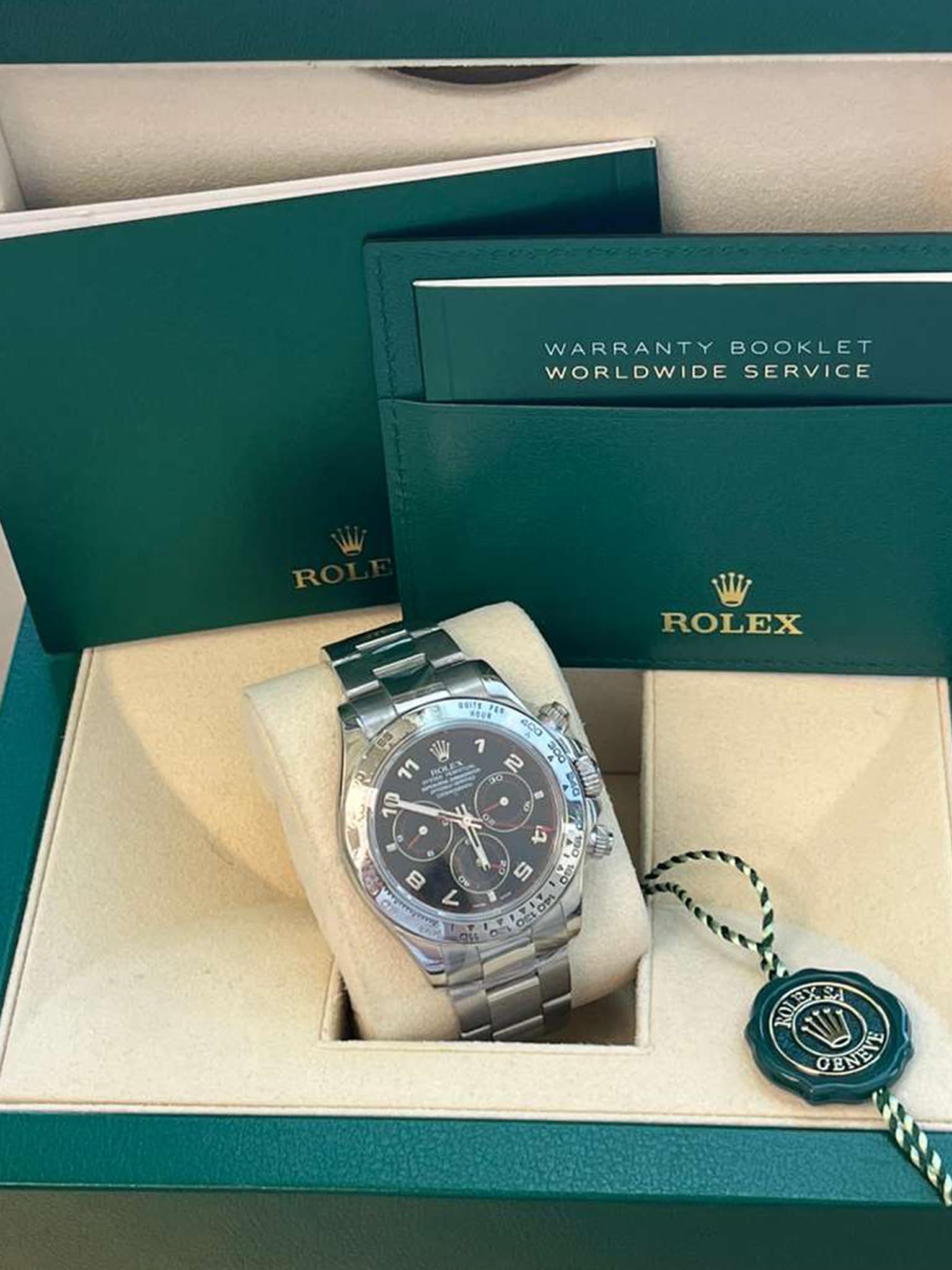 Rolex Daytona Cosmograph Black Racing Dial White Gold Mens Watch 116509 For Sale 6