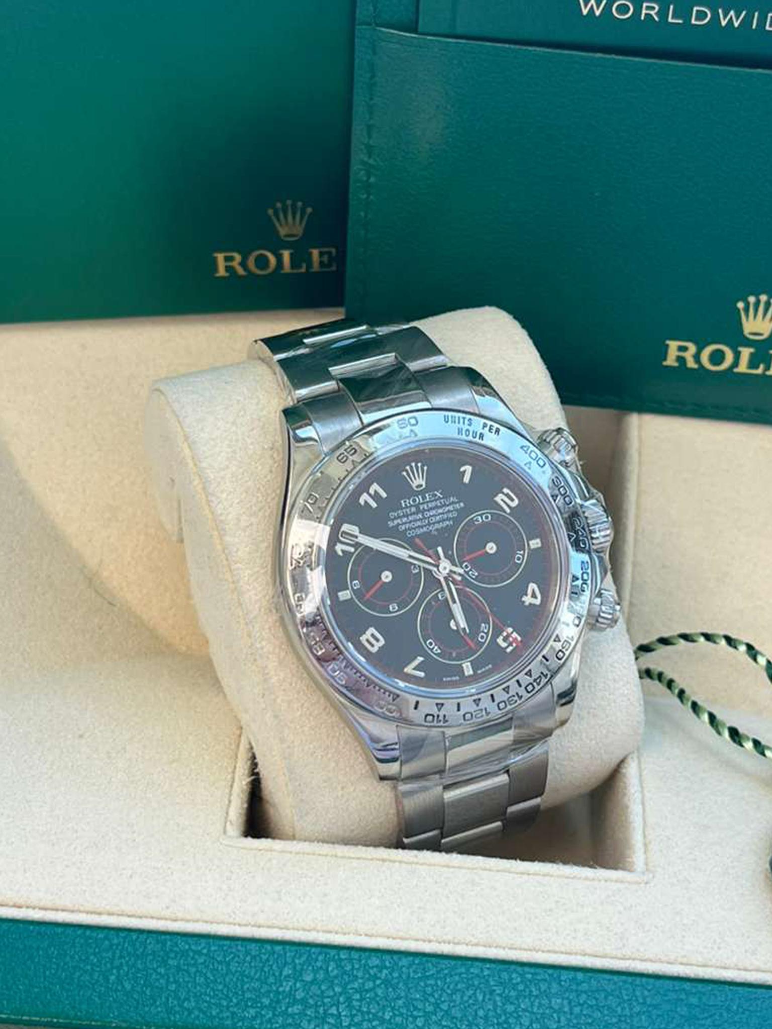 Rolex Daytona Cosmograph Black Racing Dial White Gold Mens Watch 116509 For Sale 7