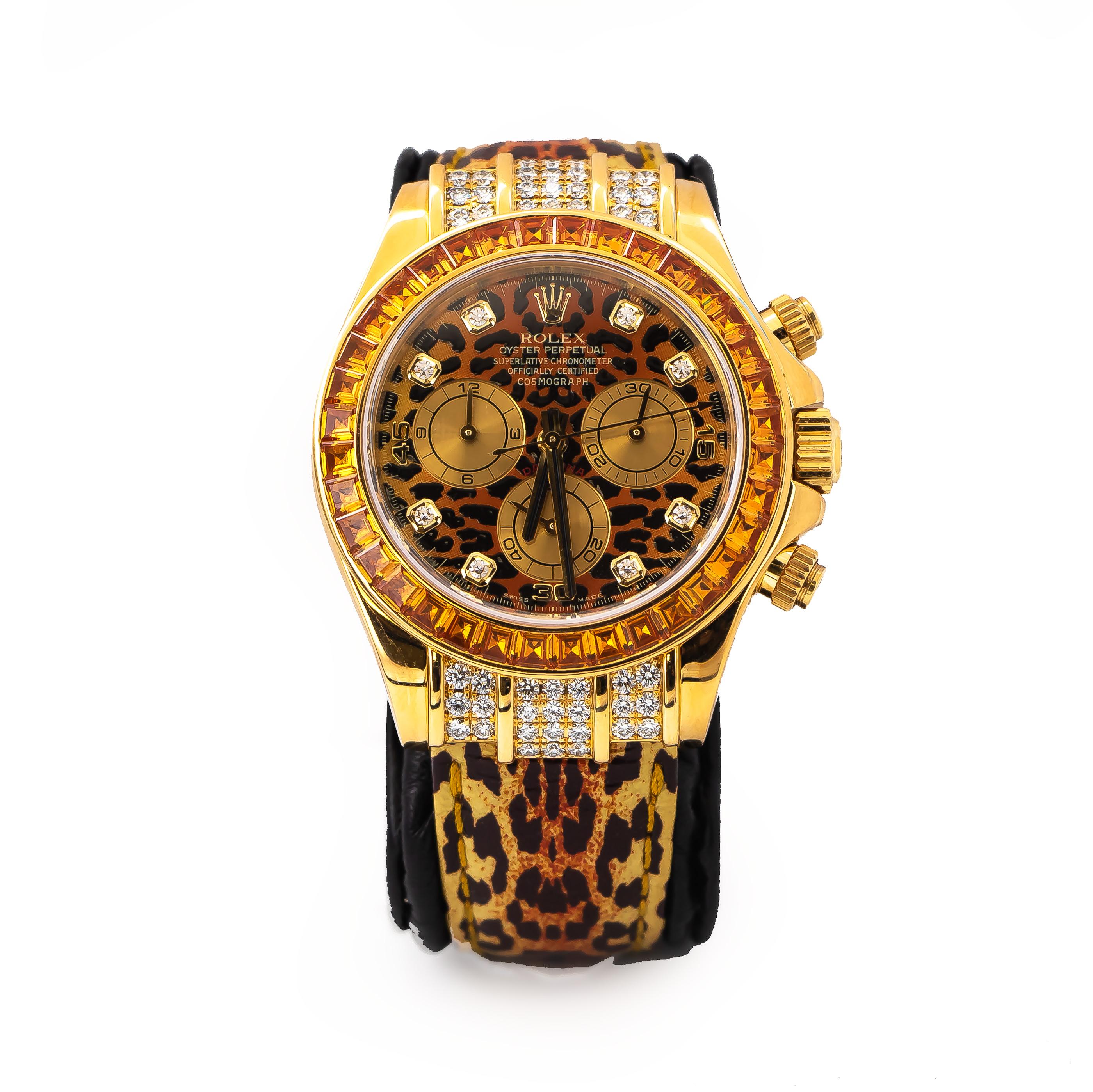 Rolex Daytona Cosmograph Leopard 36 Saphire und 56 Diamanten (Rundschliff)