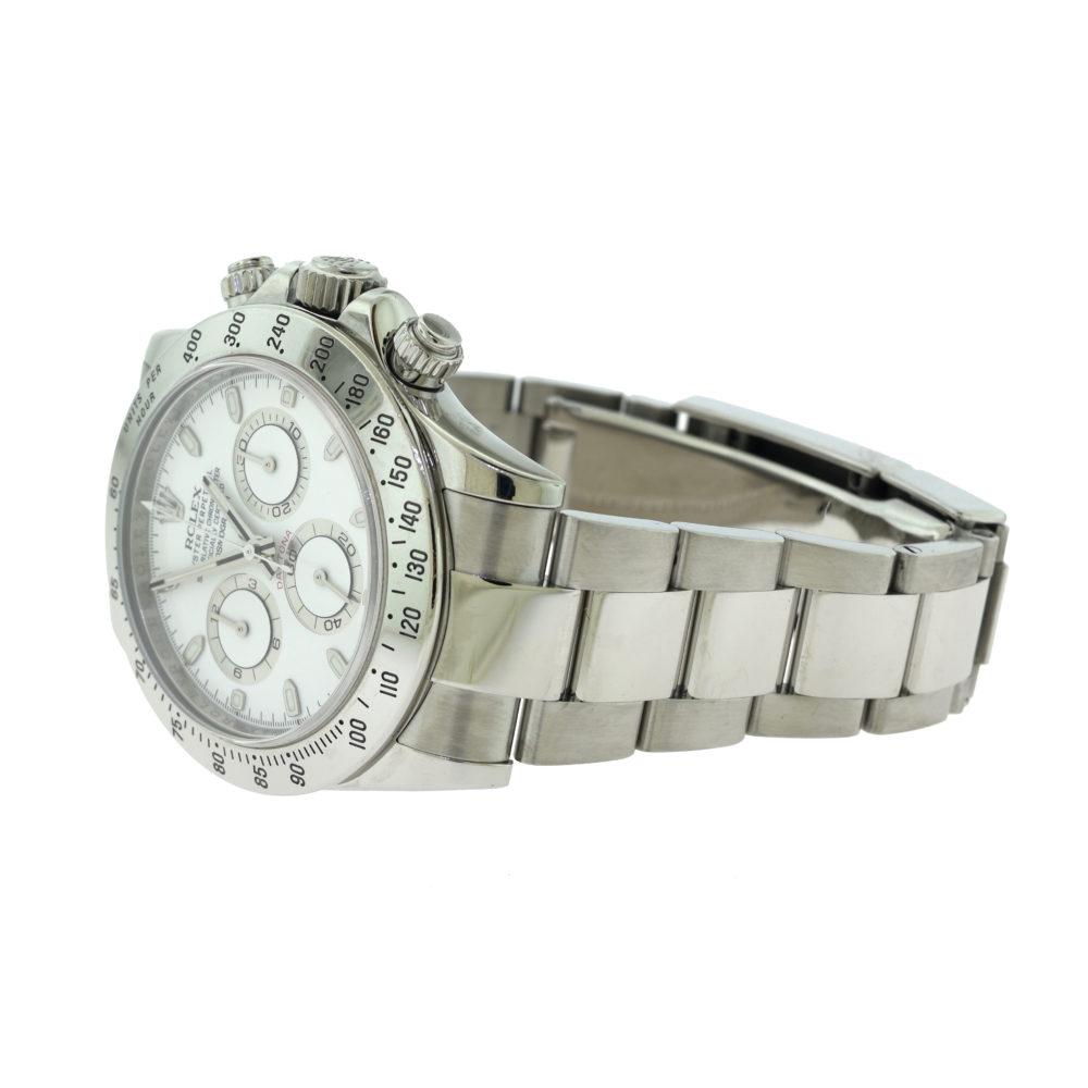 Rolex Daytona Cosmograph Ref. 116520 Stainless Steel White Dial Oyster Band In Good Condition In Miami, FL