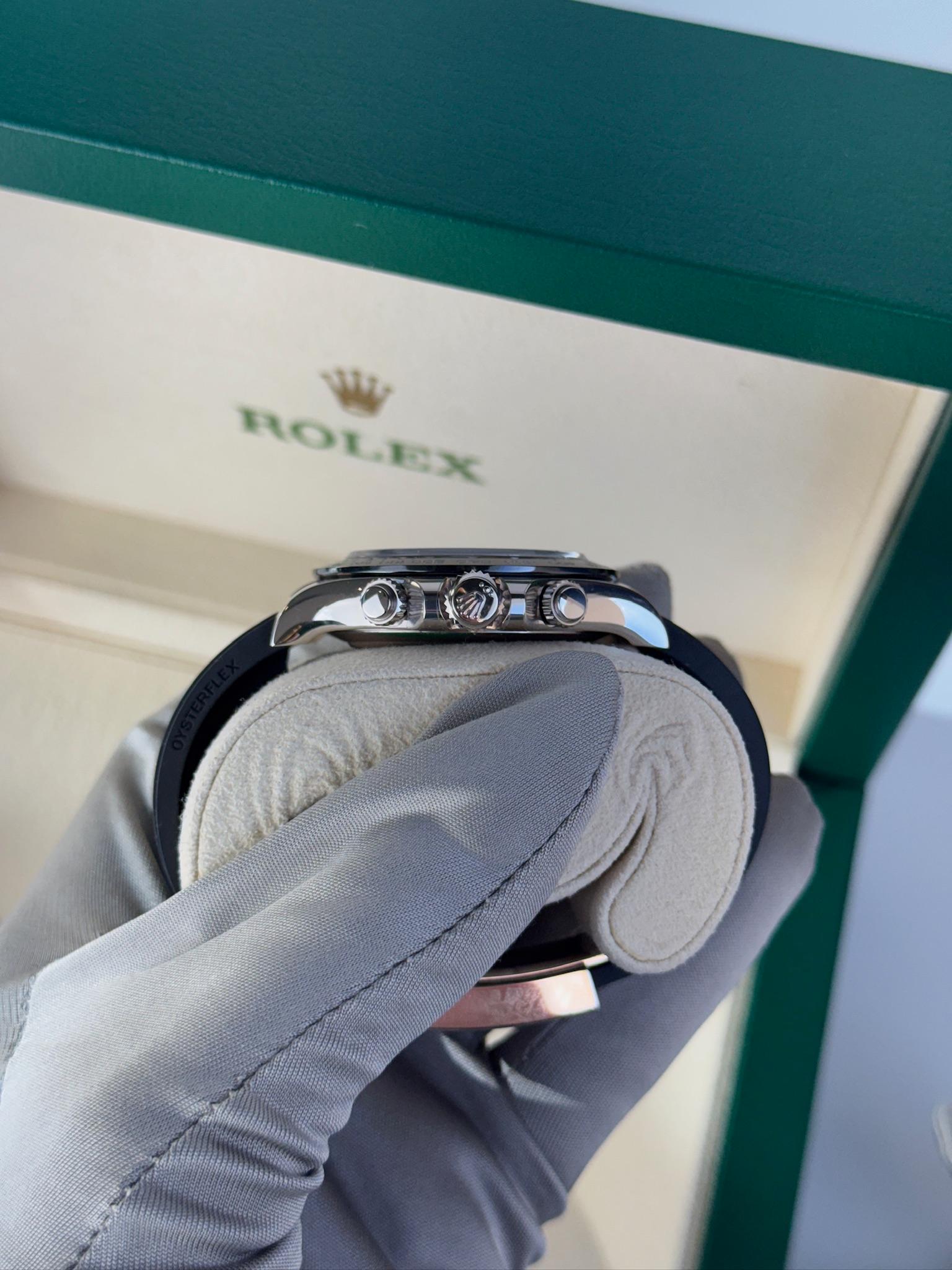UnwornWatches proudly presents Rolex Daytona Cosmograph (ref. 116519LN) is a modern icon of precision, luxury, and sport. With a sleek silver dial, black sub-dials, and a sporty Oysterflex bracelet, this timepiece merges style with high performance.