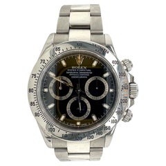 Rolex Daytona Cosmograph Edelstahl-Uhr mit schwarzem Zifferblatt REF  116520